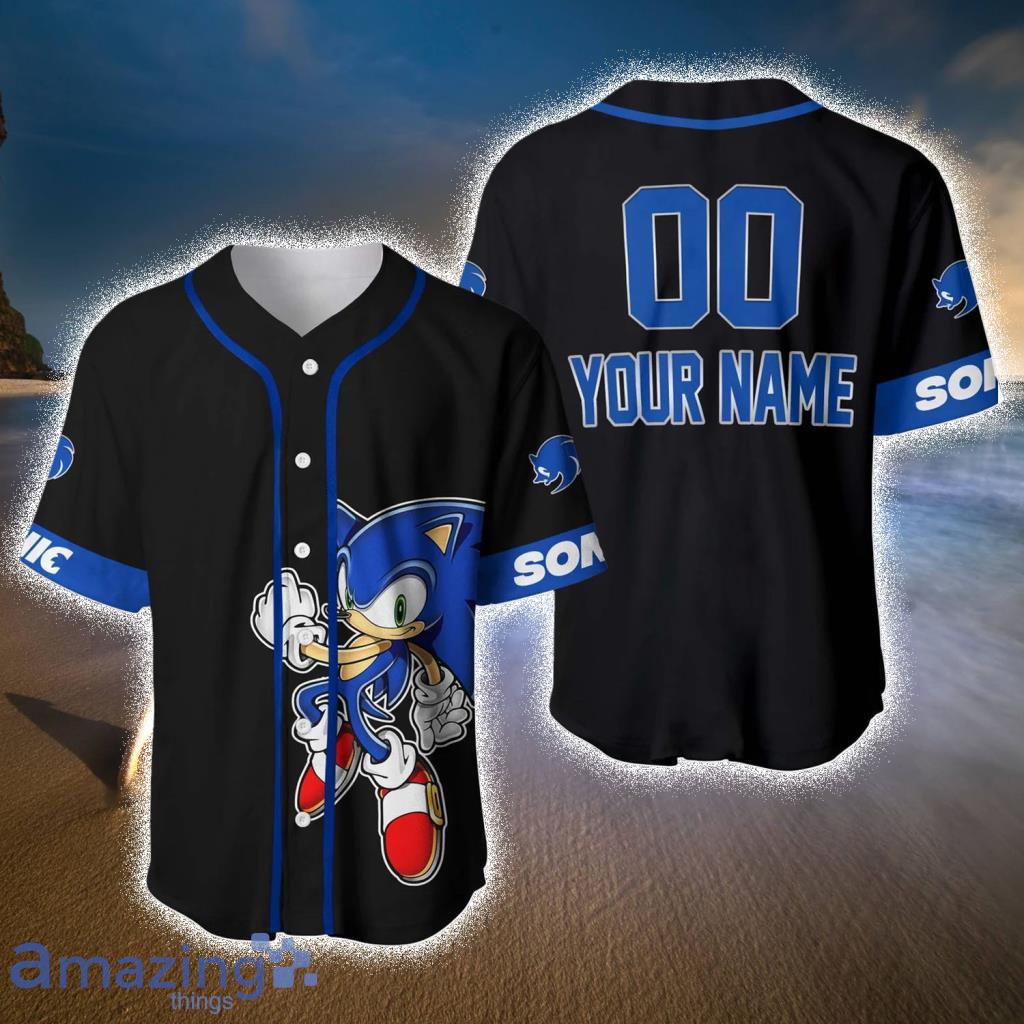 Sonic The Hedgehog Black Blue Baseball Jerseys For Men And Women