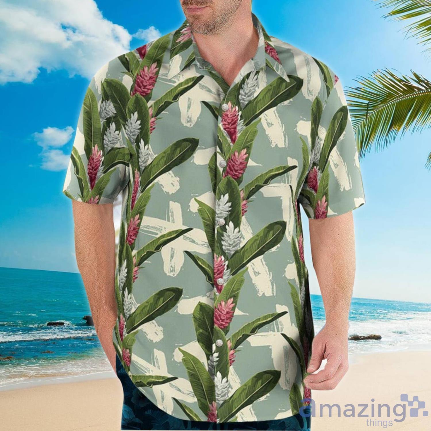 Relaxed Fit Open Collar Ginger Aloha Shirt