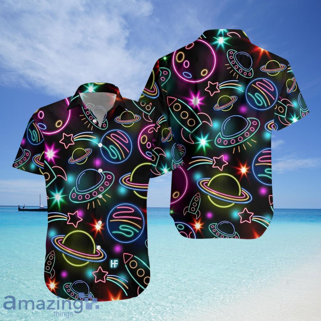 Glowing Space With Rainbow Star Hawaiian Shirt - Glowing Space With Rainbow Star Hawaiian Shirt
