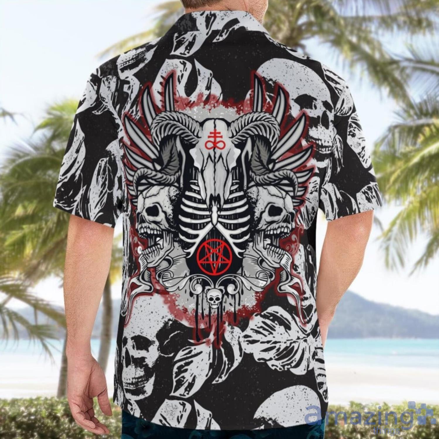 Goat Skull With Pentagram Satanic Aloha Happy Summer Hawaiian Shirt For Men And Women image Goat Skull With Pentagram Satanic Aloha Happy Summer Hawaiian Shirt For Men And Women Product Photo 2