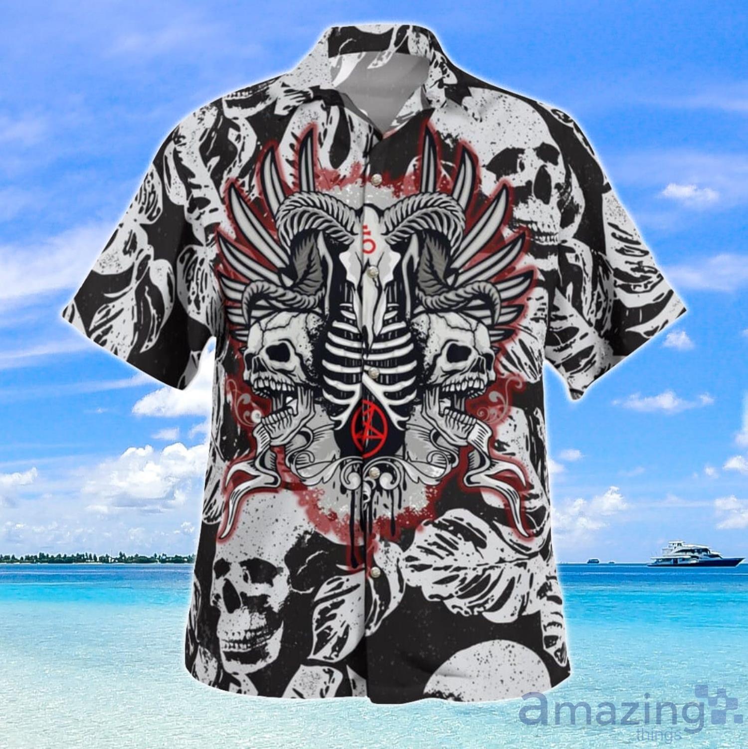 Goat Skull With Pentagram Satanic Aloha Happy Summer Hawaiian Shirt For Men And Women image Goat Skull With Pentagram Satanic Aloha Happy Summer Hawaiian Shirt For Men And Women Product Photo 4