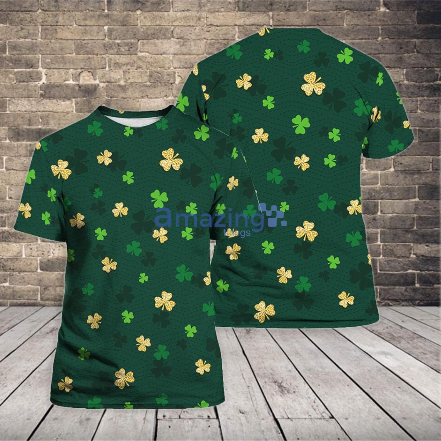 Gold And Green Shamrock Saint Patrick’s Day 3D T-Shirt Product Photo 1