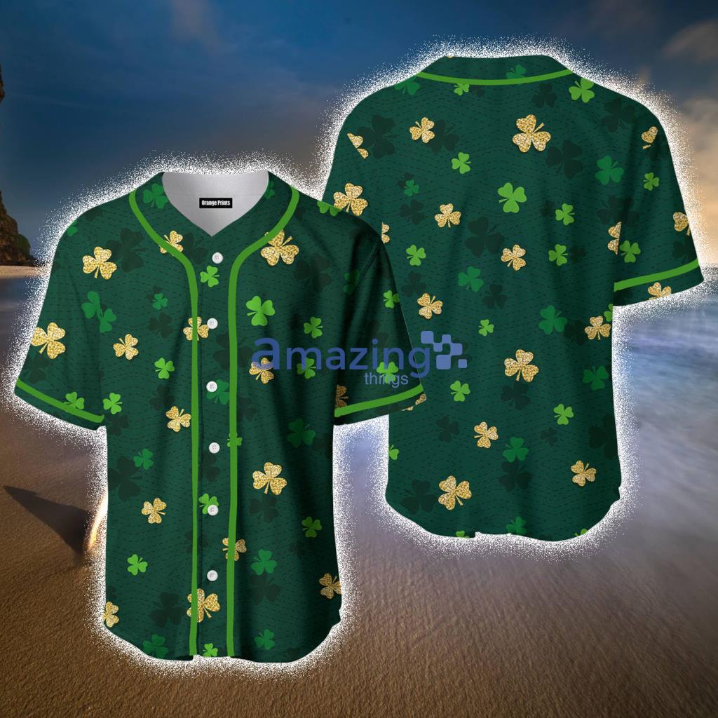 Gold And Green Shamrock Saint Patrick’S Day Baseball Jerseys For Men And Women - Gold And Green Shamrock Saint Patrick’S Day Baseball Jerseys For Men And Women