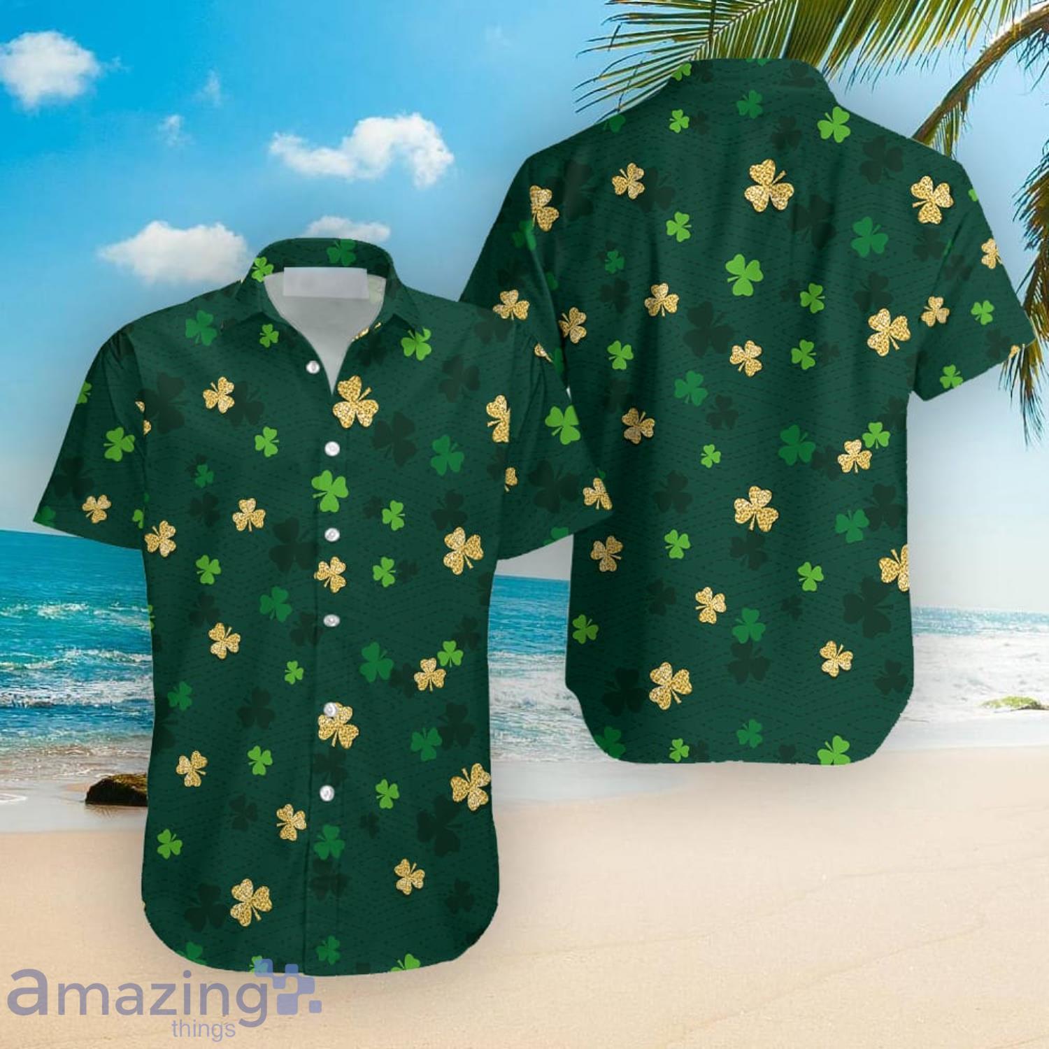 Gold And Green Shamrock Saint Patrick’s Day Cute Gift Hawaiian Shirt Product Photo 1