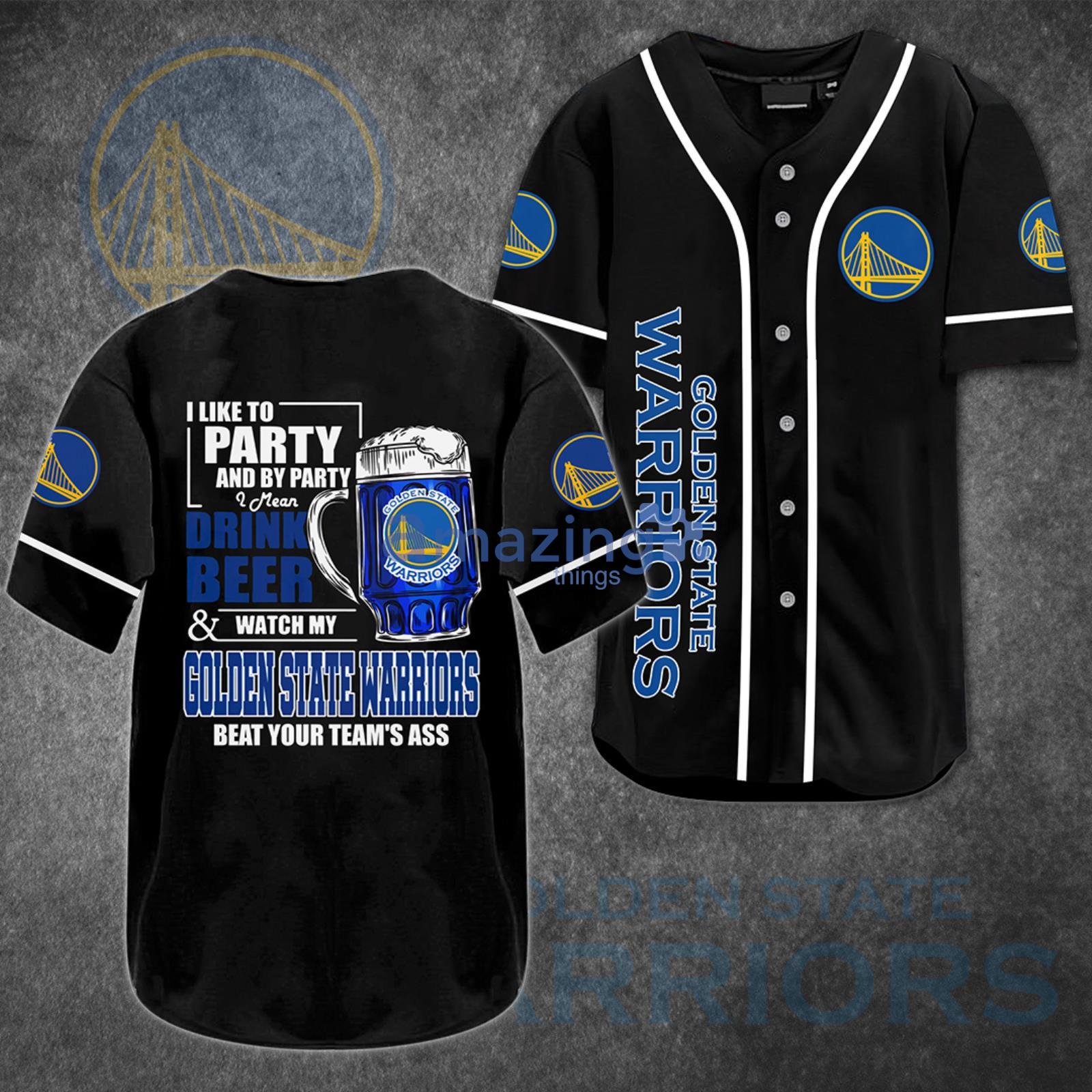 Golden State Warriors Black Baseball Jersey Shirt Product Photo 1
