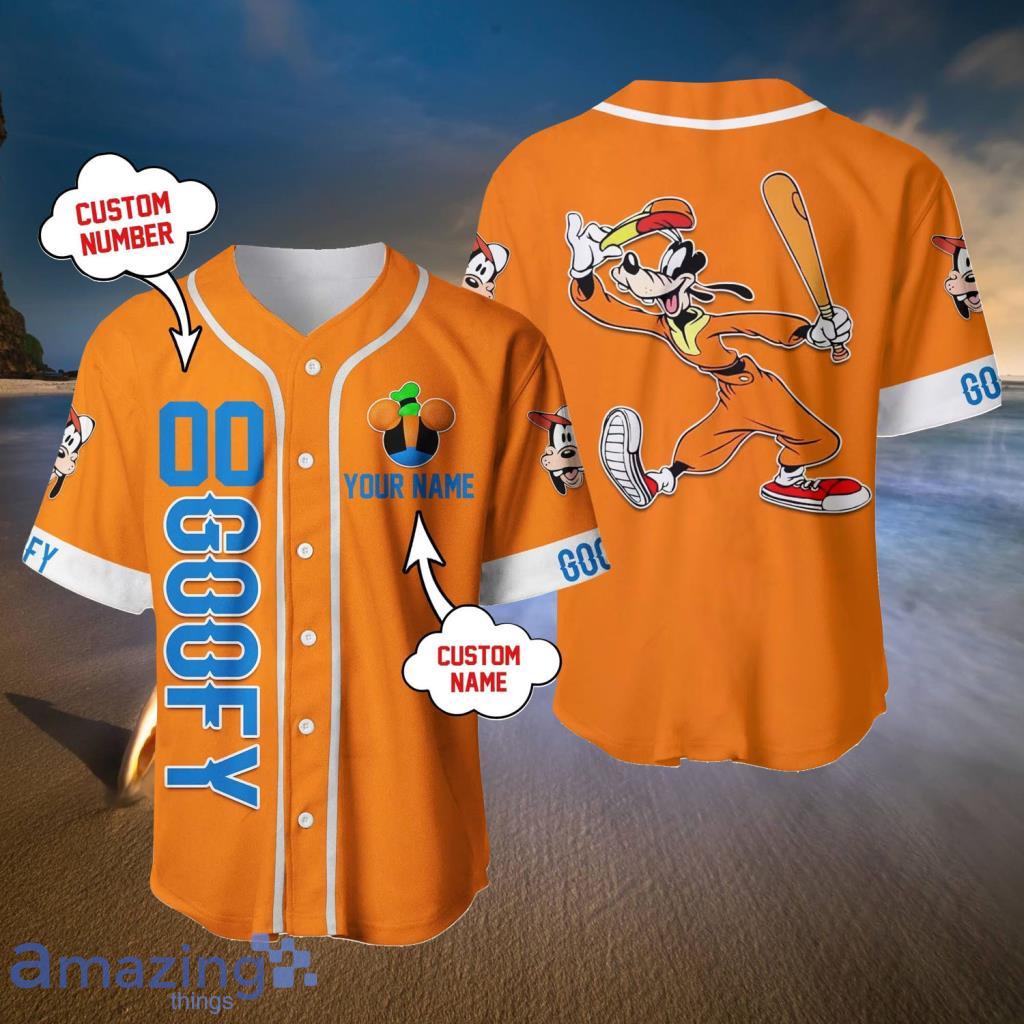 Funny Goofy Dog Orange Disney Custom Baseball Jerseys For Men And Women