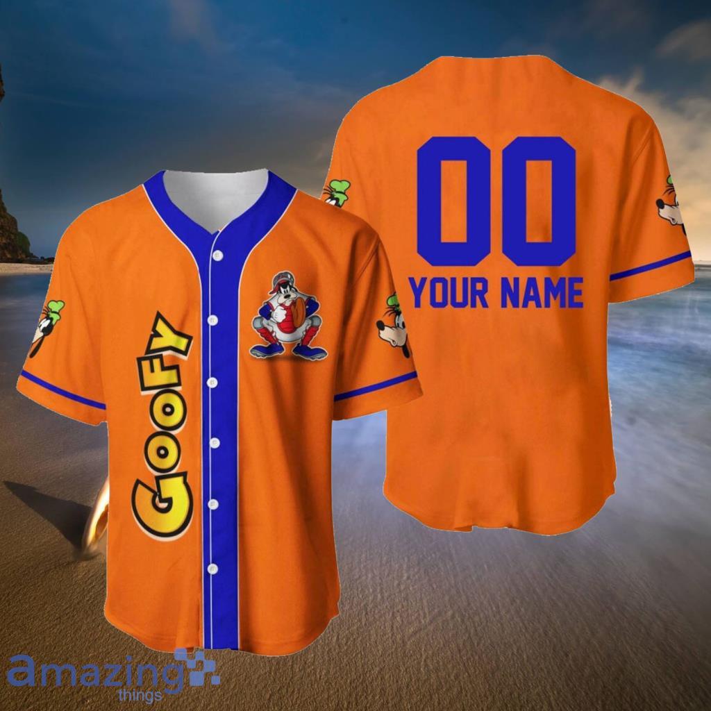 Funny Goofy Dog Orange Disney Custom Baseball Jerseys For Men And Women