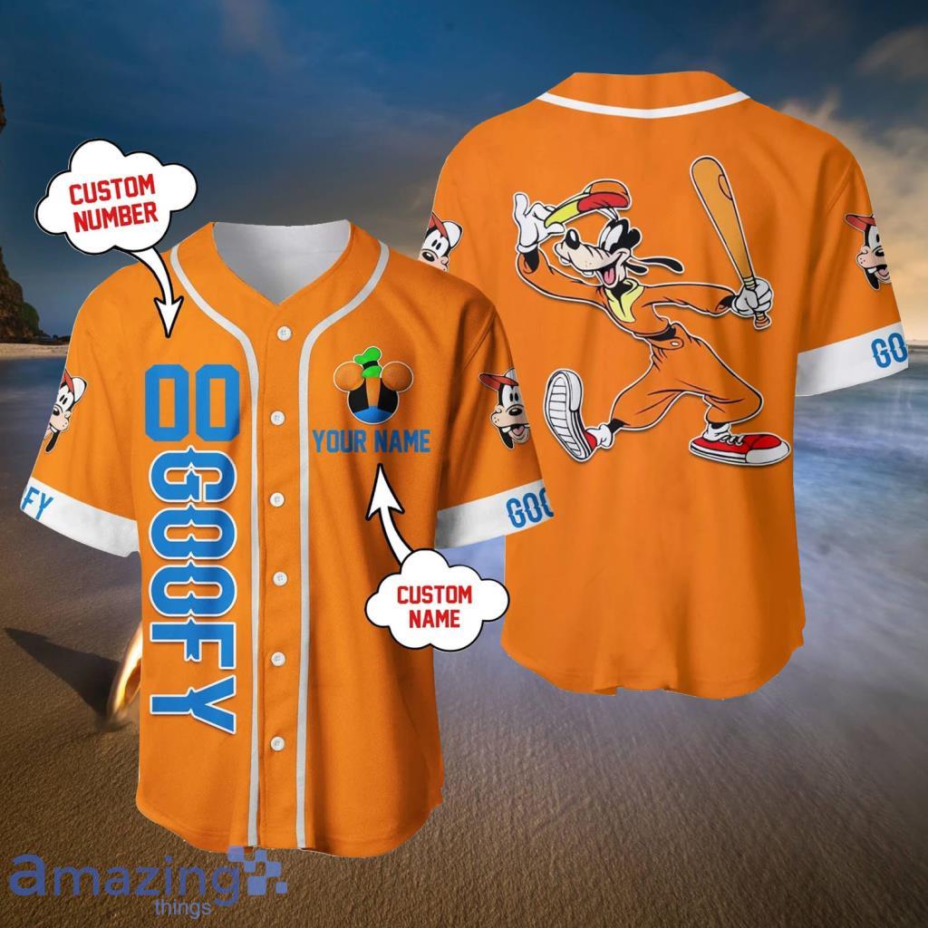 Goofy Dog Orange Disney Unisex Cartoon Custom Baseball Jerseys  For Men And Women - Goofy Dog Orange Disney Unisex Cartoon Custom Baseball Jerseys  For Men And Women