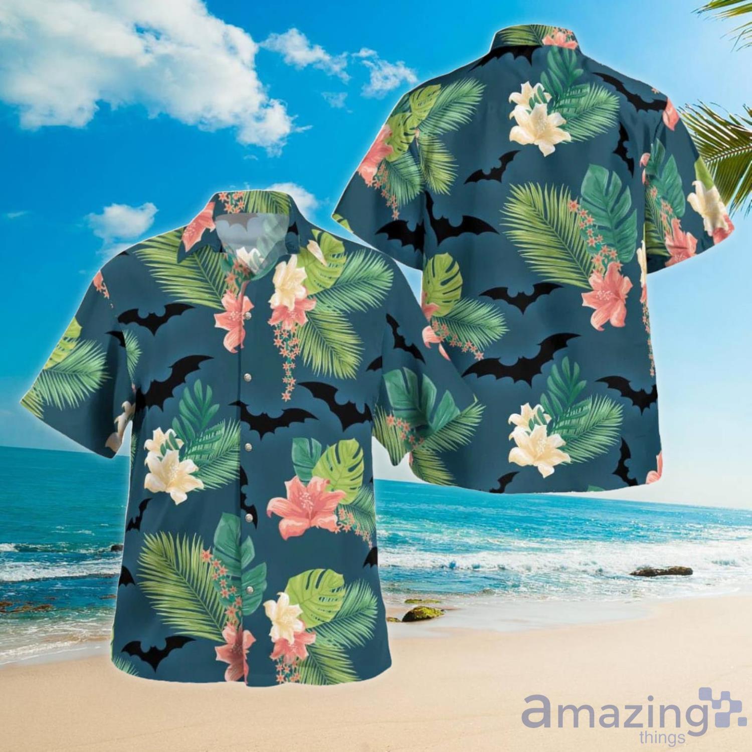Gothic Bat Hawaii Leaf Pattern Hawaiian Shirt For Men And Women Product Photo 1