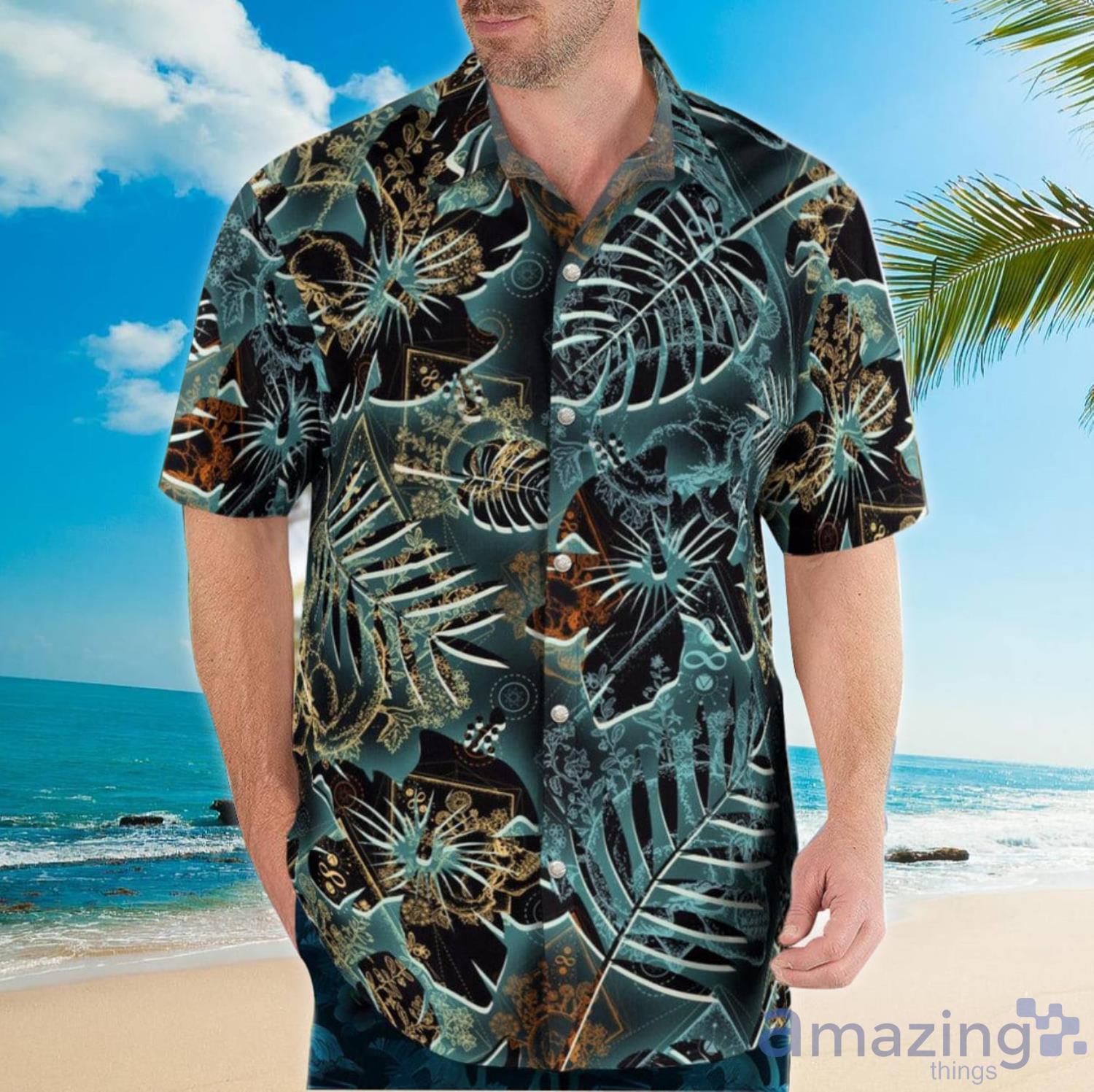Gothic Skulls In Scrapbooking Style Aloha Happy Summer Hawaiian Shirt For Men And Women Product Photo 1