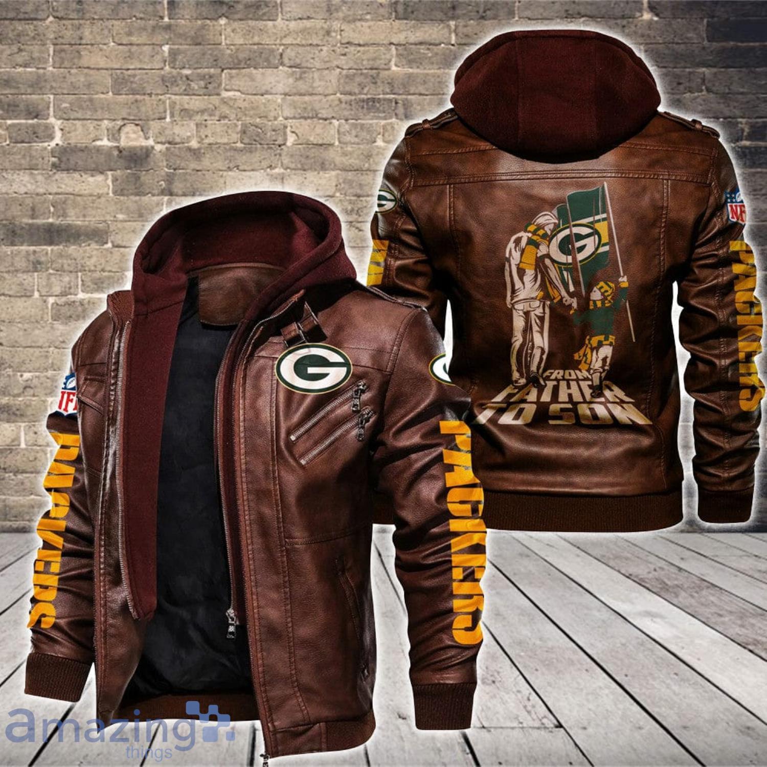 Green Bay Packers father Leather jacket