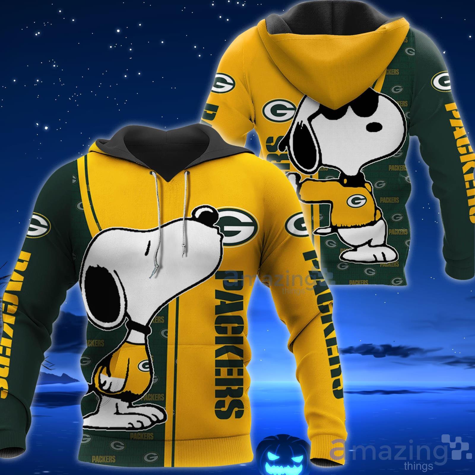 Green Bay Packers Snoopy All Over Printed 3D T-Shirt Hoodie