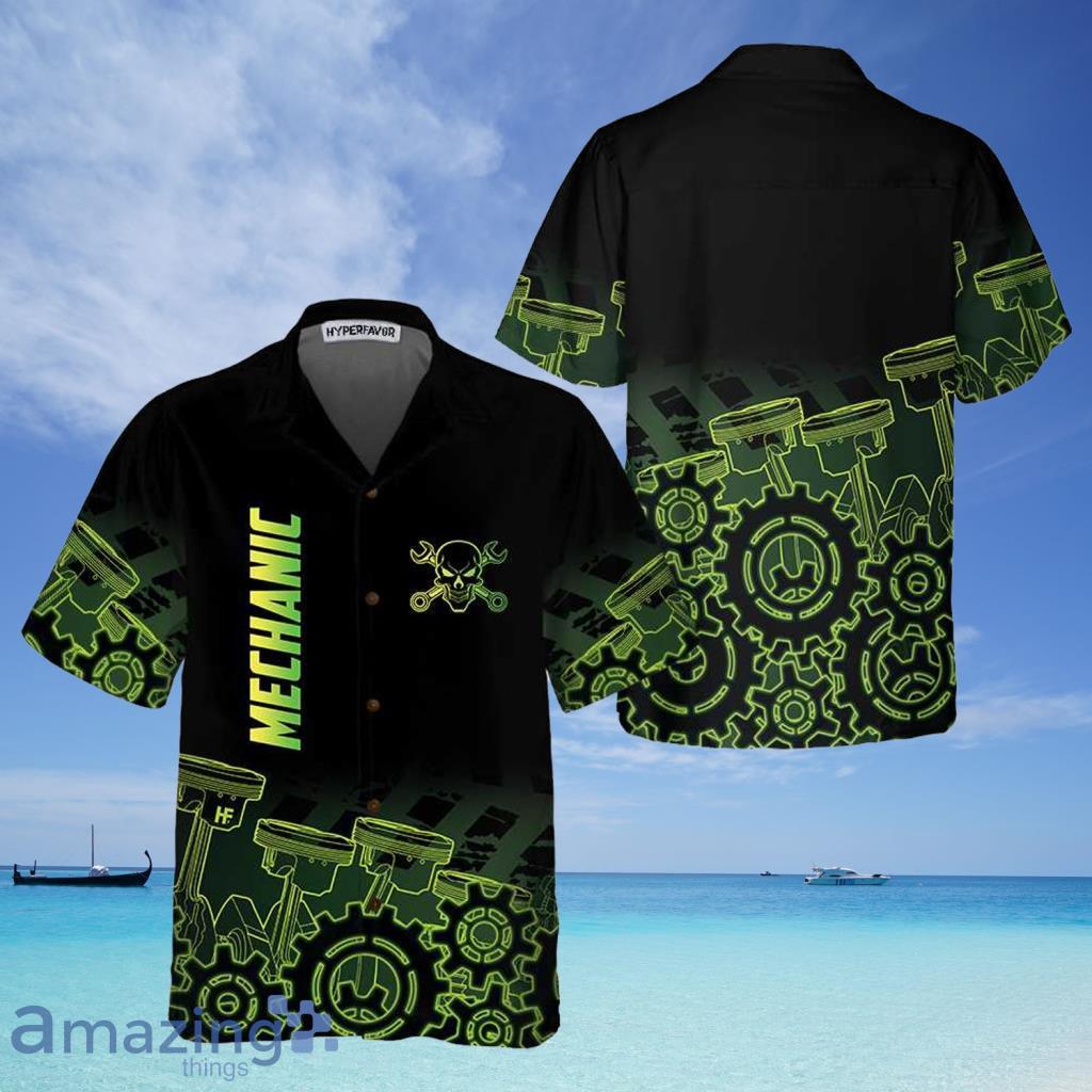 Green Steampunk Mechanic Hawaiian Shirt For Men And Women - Green Steampunk Mechanic Hawaiian Shirt For Men And Women