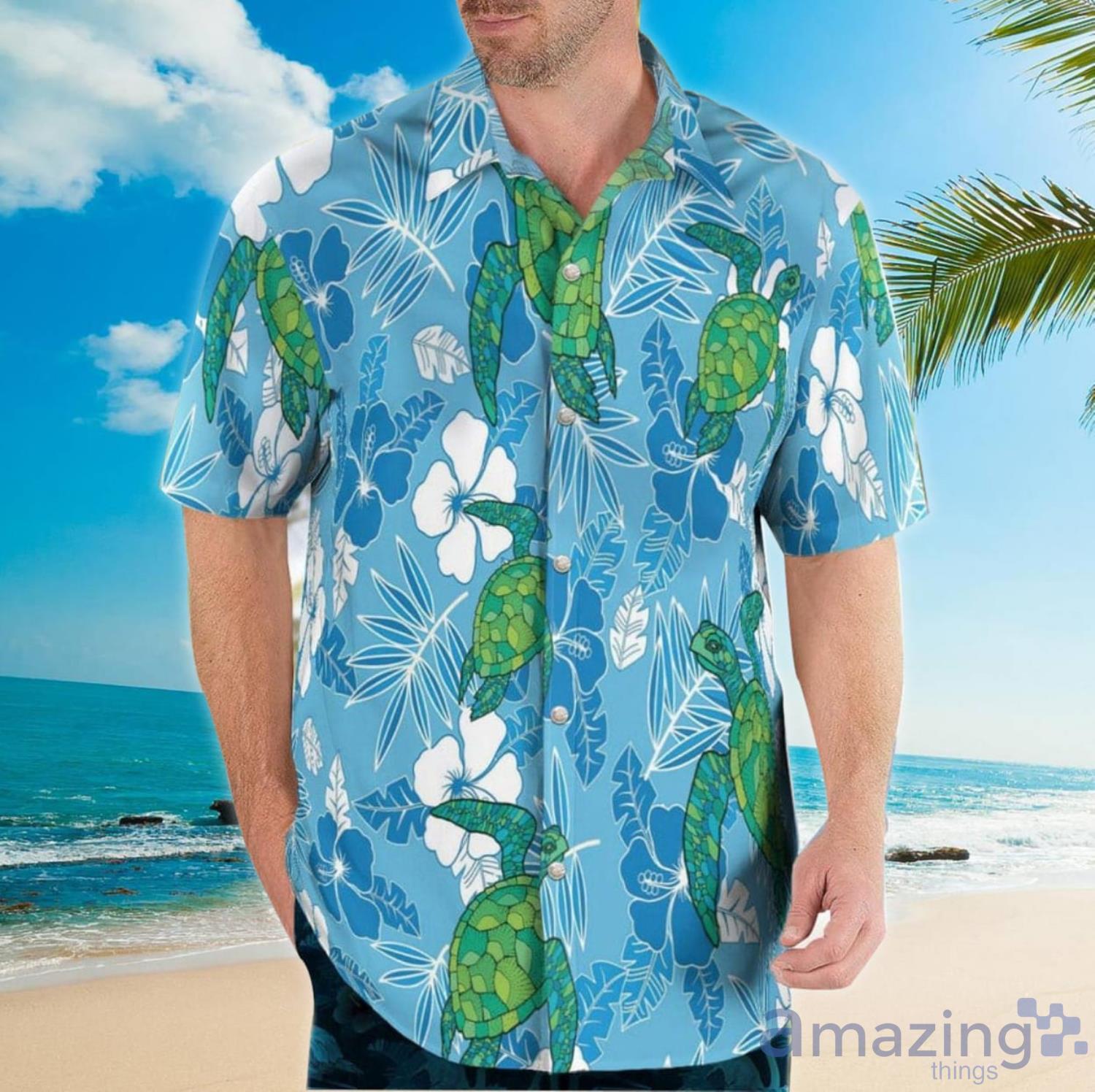 Green Turtles Aloha Happy Summer Hawaiian Shirt Product Photo 1