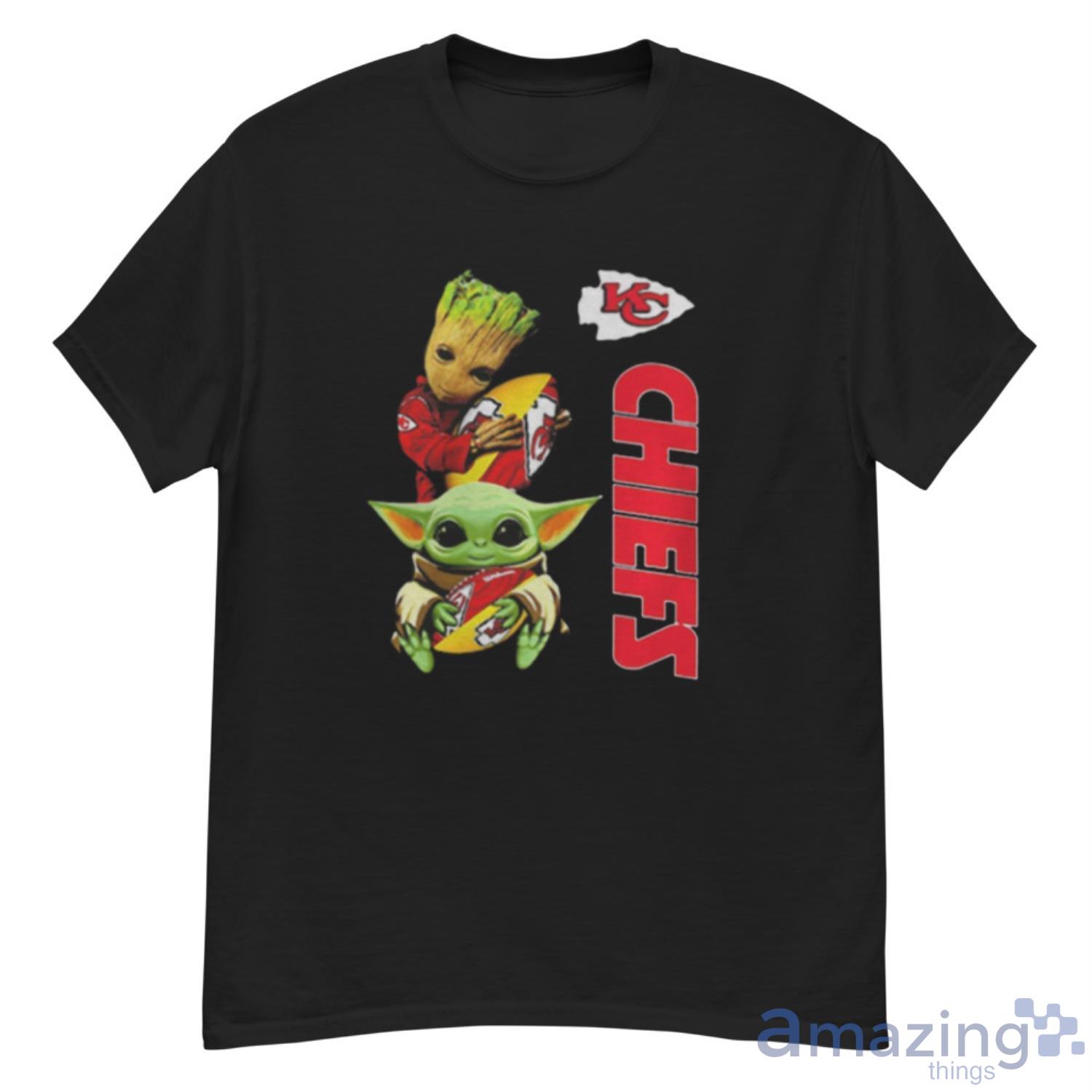 Baby Yoda Hug Football Kansas City Chiefs Logo Design Shirt