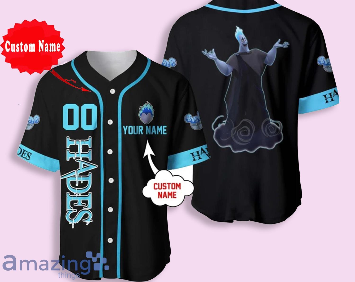 Hades Black Blue Custom Name Baseball Jersey Shirt Product Photo 1 Hades Black Blue Custom Name Baseball Jersey Shirt Product Photo 1