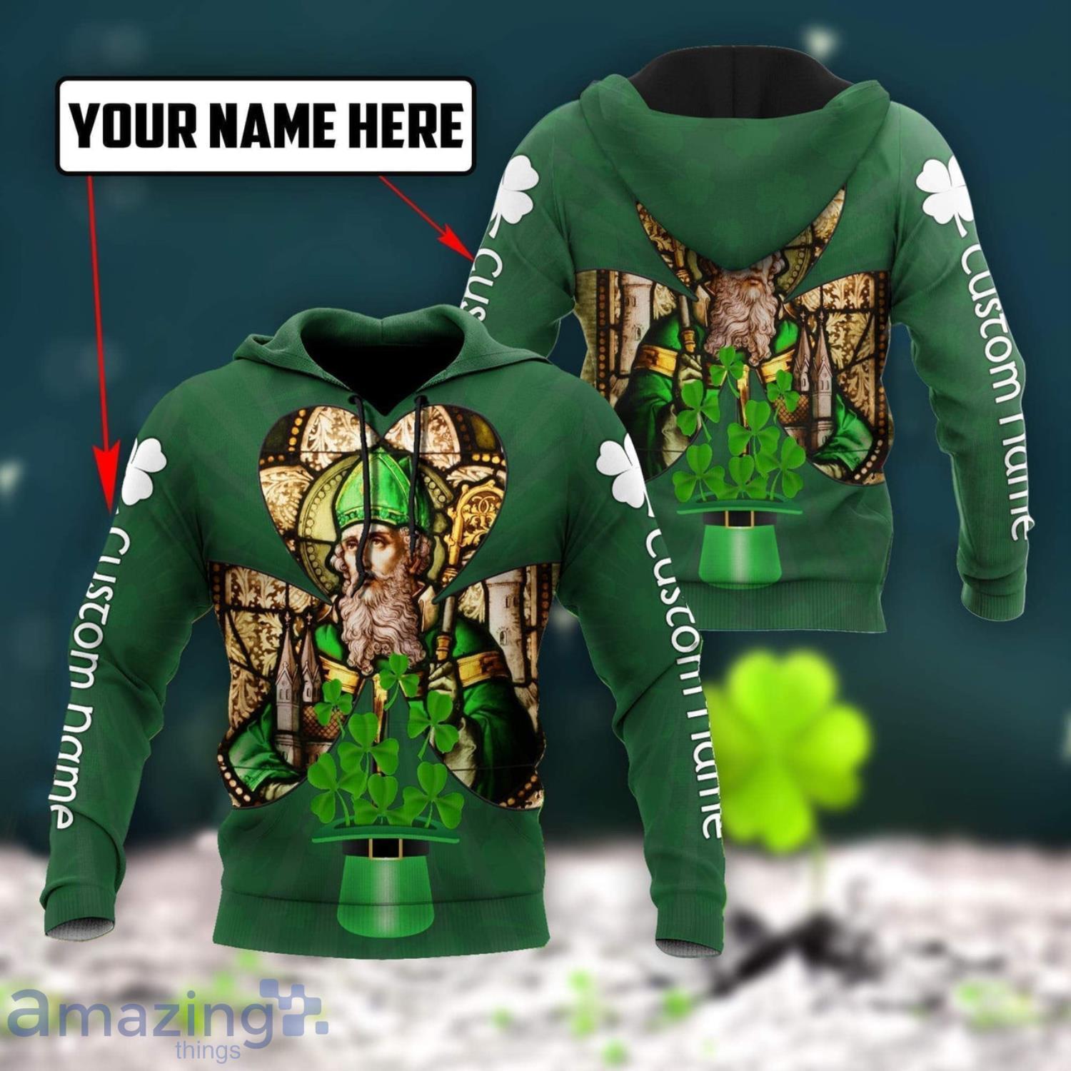 Hamrock Saint Patrick's Day Custom Name All Over Print Hoodie Product Photo 1