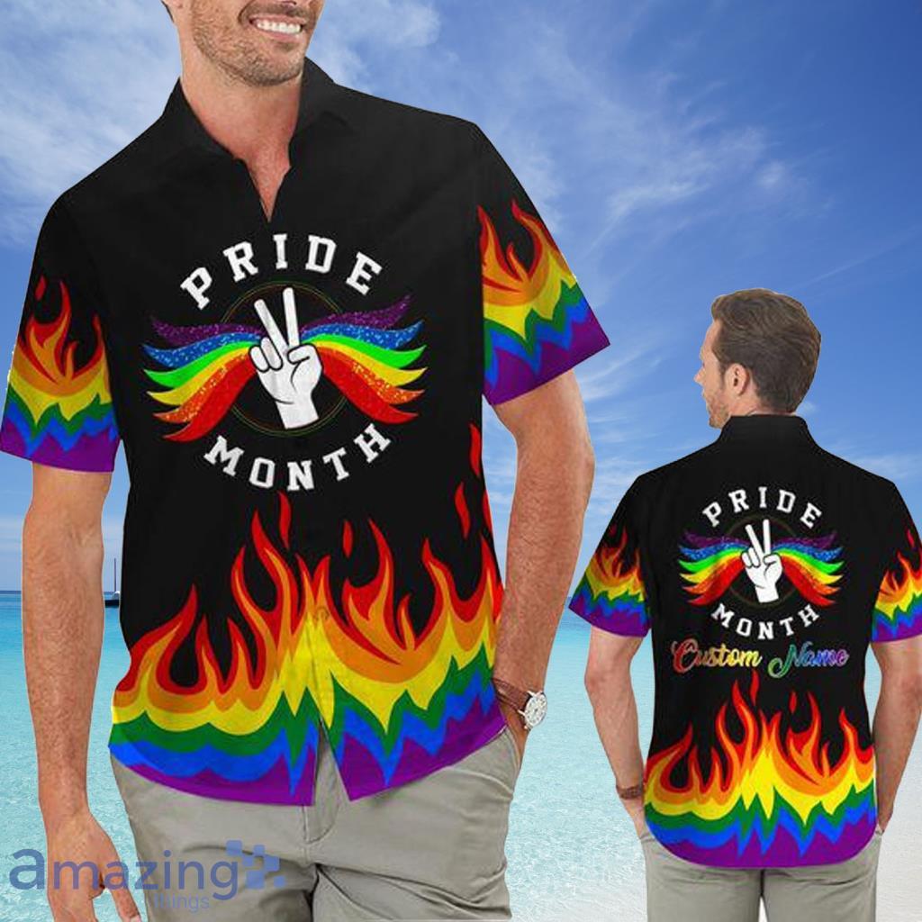Hand Rainbow LGBT Flag Tropical Floral Hawaiian Shirt For Men And Women - Hand Rainbow LGBT Flag Tropical Floral Hawaiian Shirt For Men And Women