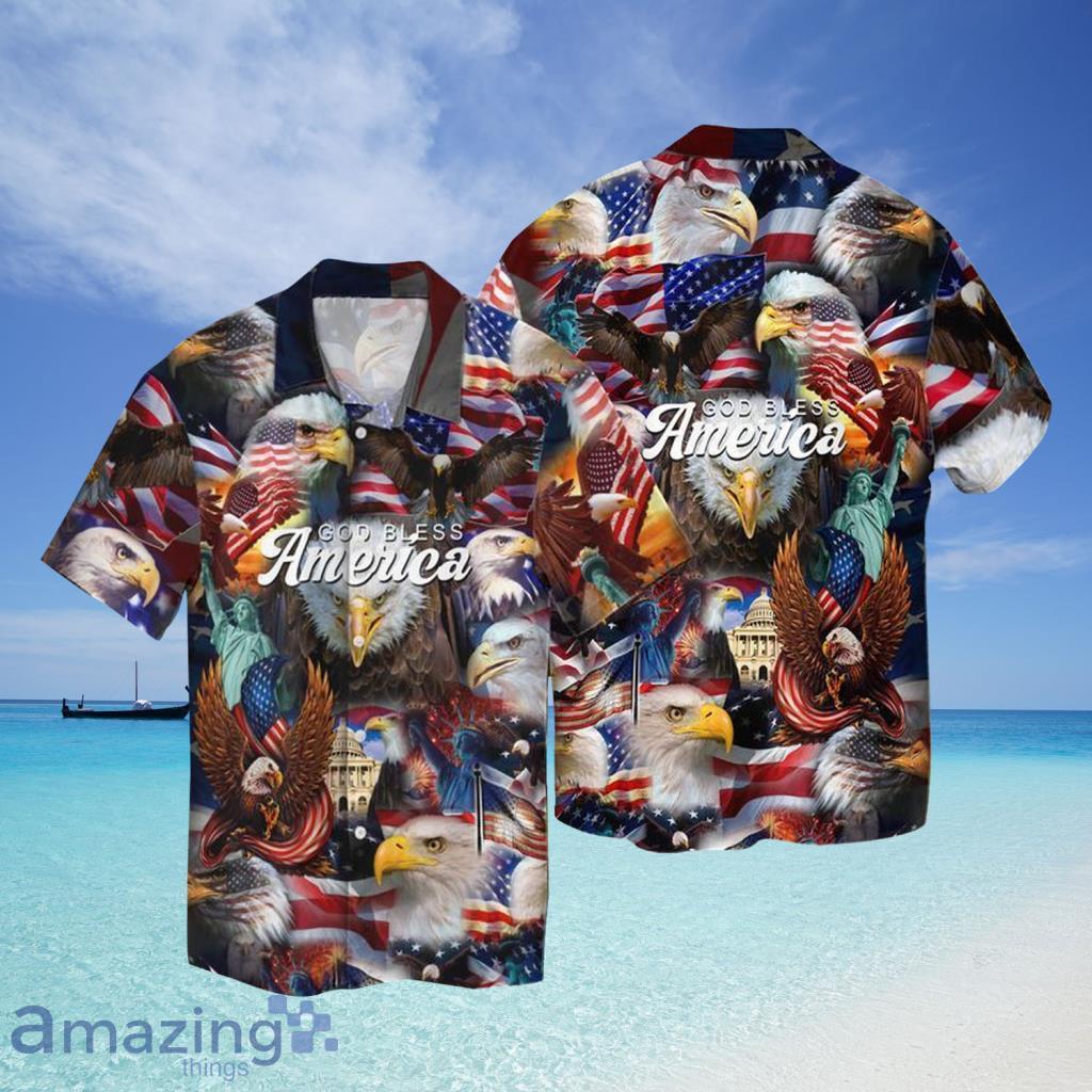 Happy 4th July Independence Day God Bless America Eagle Aloha Hawaiian Shirt - Happy 4th July Independence Day God Bless America Eagle Aloha Hawaiian Shirt