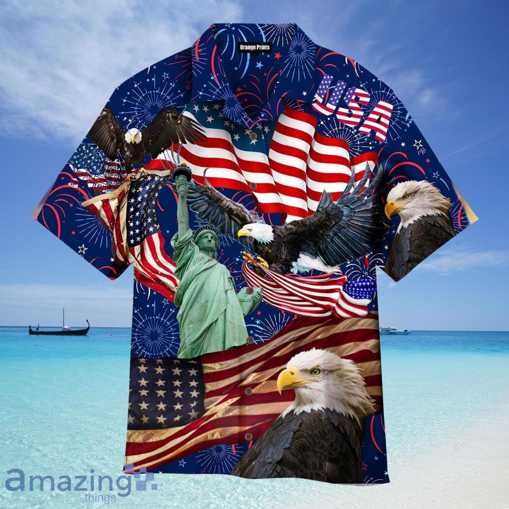Happy 4th July Independence Day God Bless USA Eagle Aloha Hawaiian Shirt For Men And Women - Happy 4th July Independence Day God Bless USA Eagle Aloha Hawaiian Shirt For Men And Women
