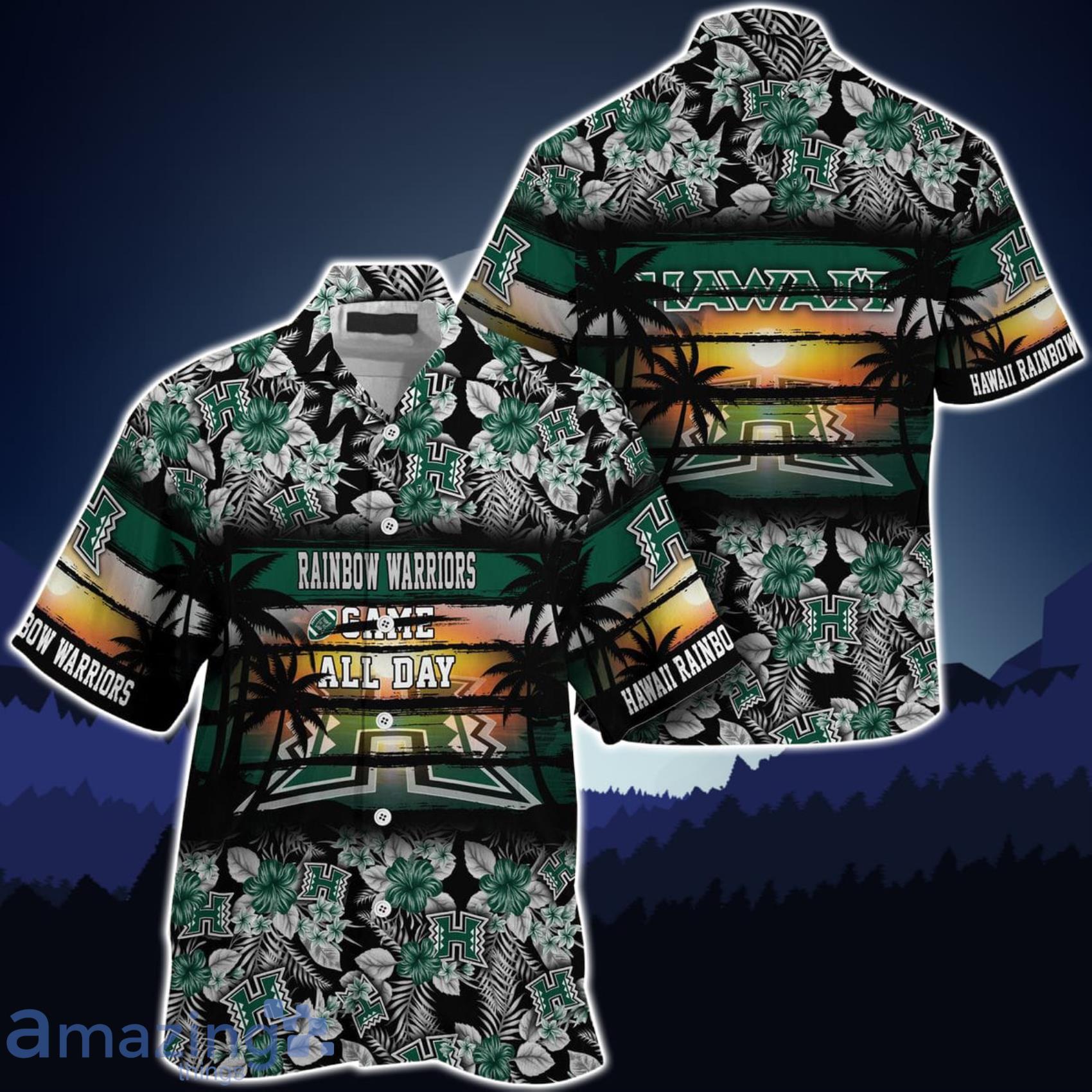 Hawaii Rainbow Warriors Came All Day Flower Hawaiian Shirt Product Photo 1
