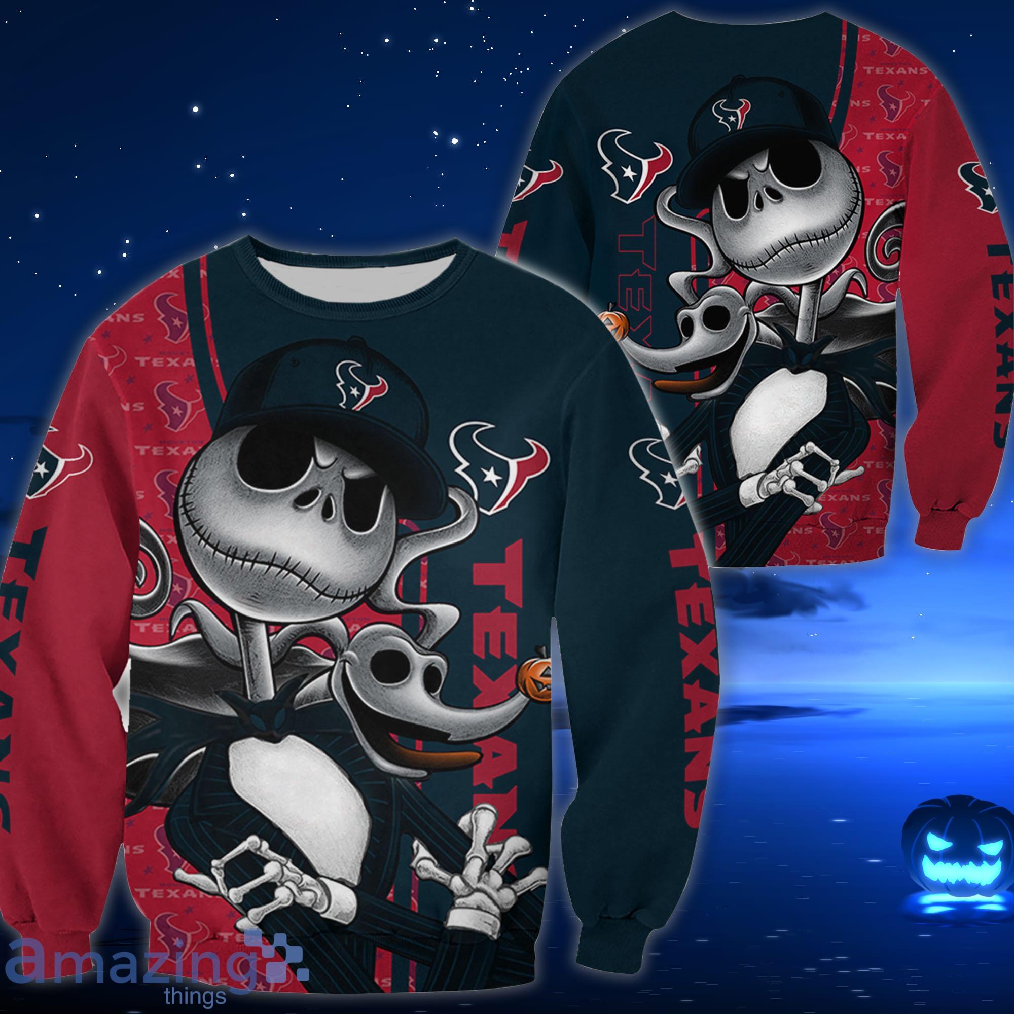 Houston Texans Jack Skellington All Over Printed 3D Shirt Halloween Gift For Fans