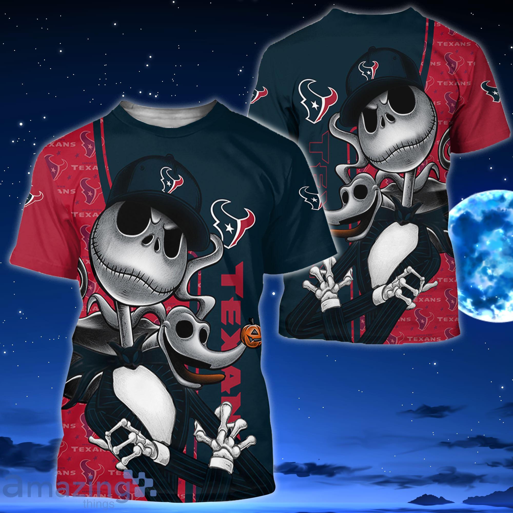 Houston Texans Jack Skellington All Over Printed 3D Shirt Halloween Gift For Fans Product Photo 3