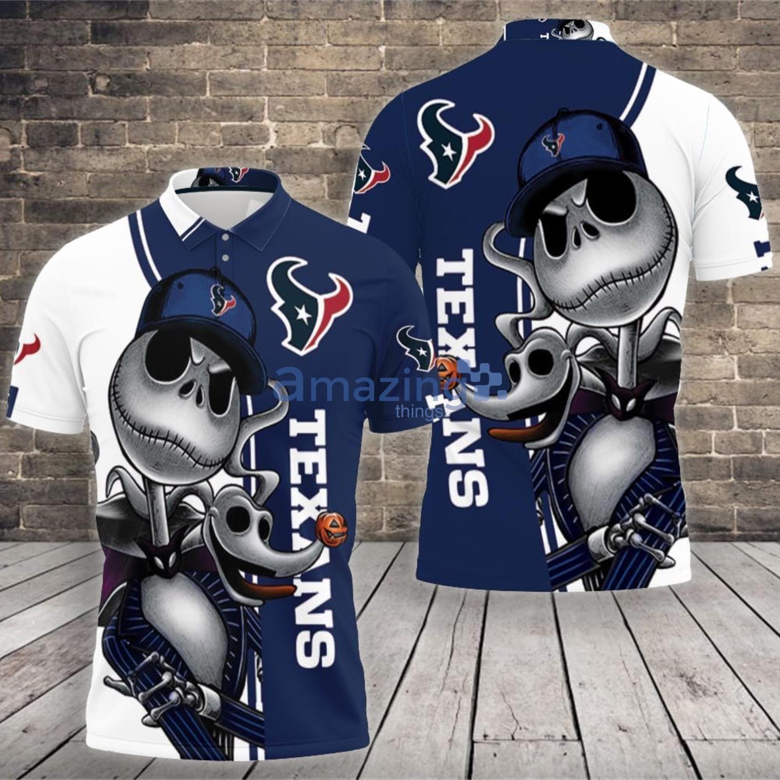 Houston Texans Jack Skellington All Over Printed 3D Shirt Halloween Gift  For Fans