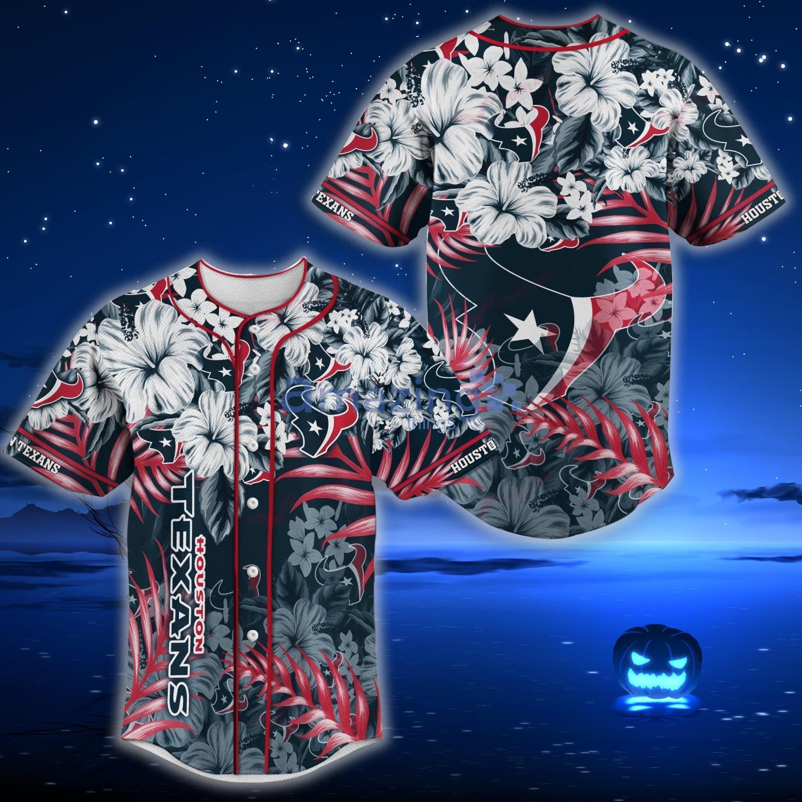 Houston Texans NFL Baseball Tropical Flower Baseball Jersey Shirt