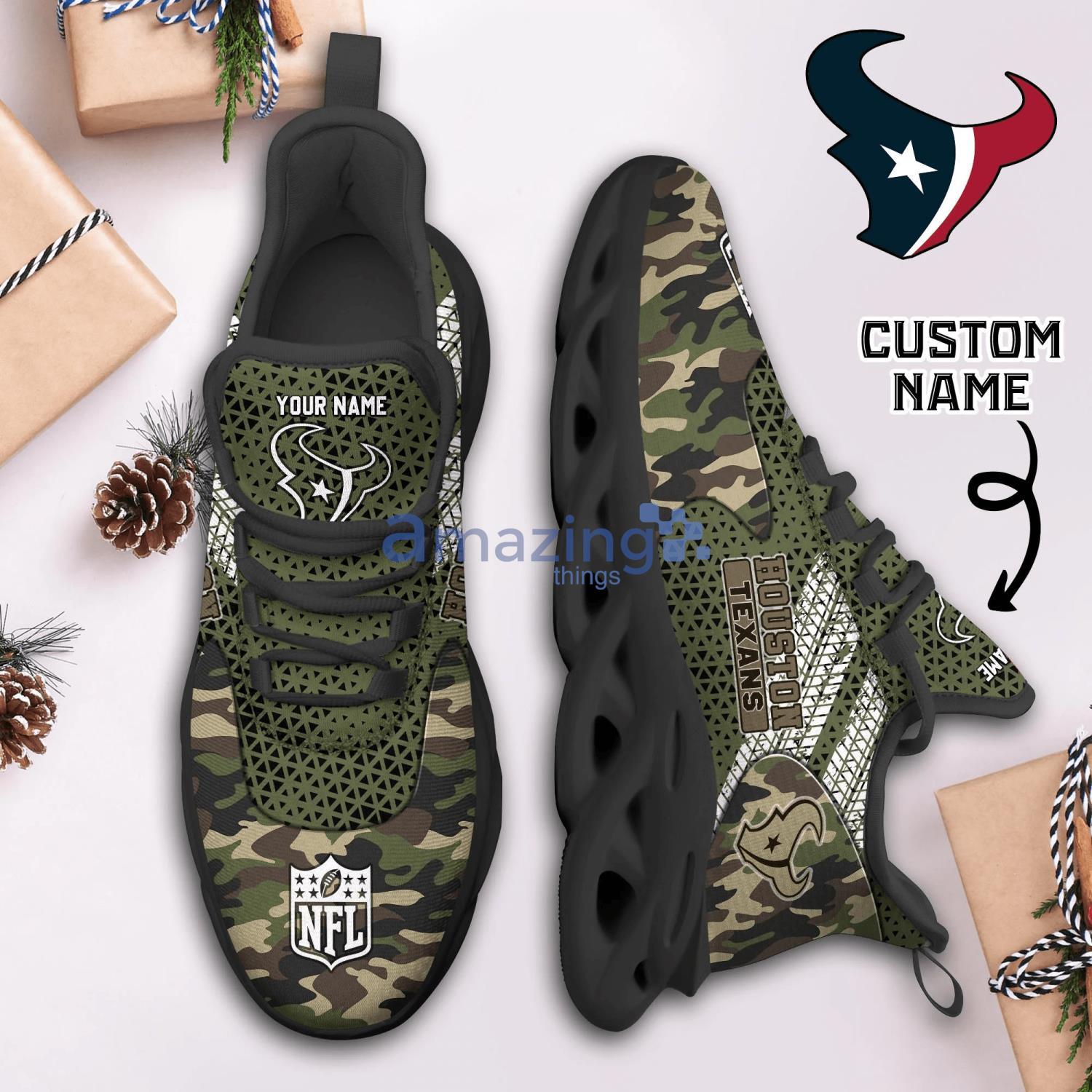 Houston Texans NFL Fans Camo Style Custom Name Max Soul Shoes Running Sneaker image Houston Texans NFL Fans Camo Style Custom Name Max Soul Shoes Running Sneaker Product Photo 3