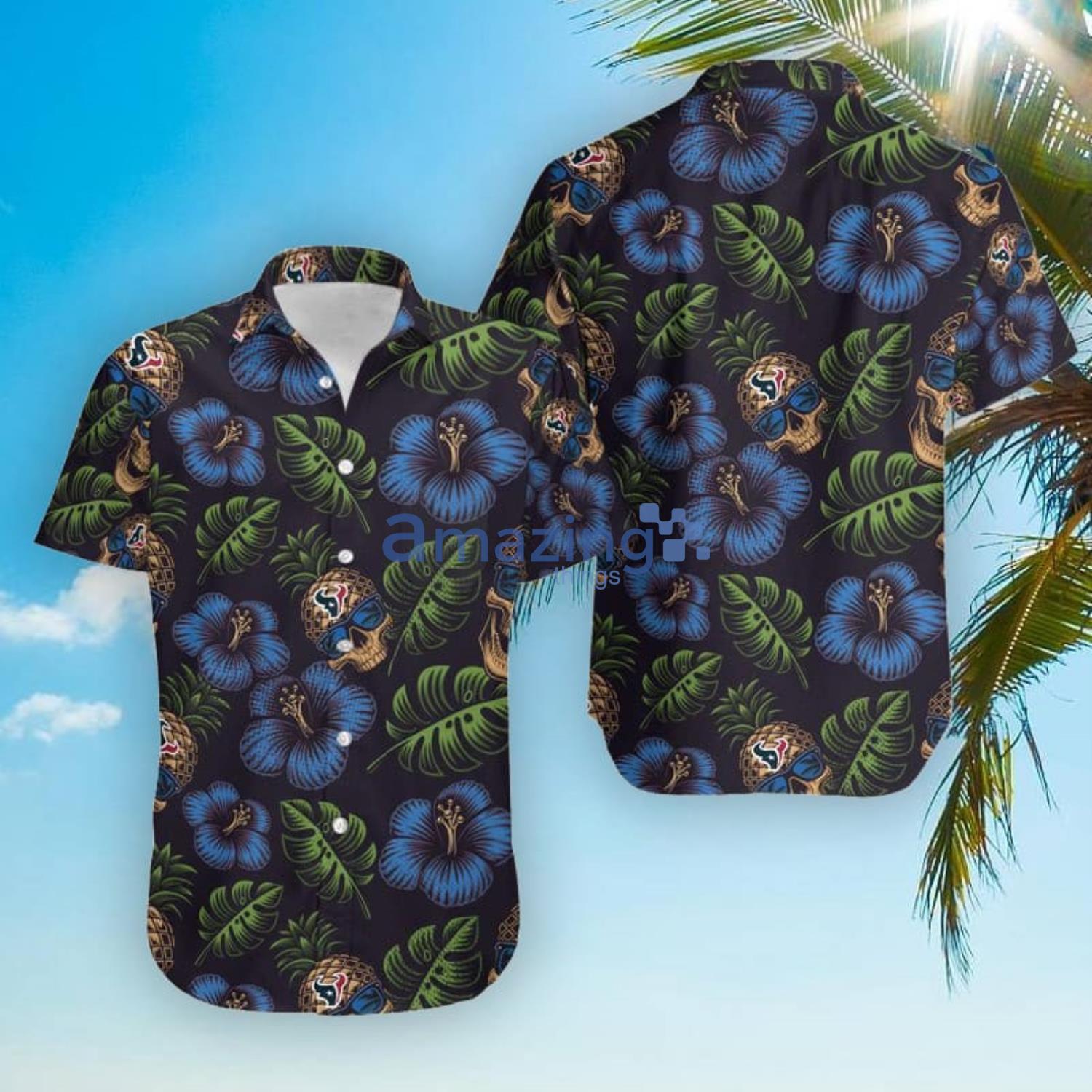 Houston Texans Pinapple Skull For Fans Hawaiian Shirt and Short Product Photo 1