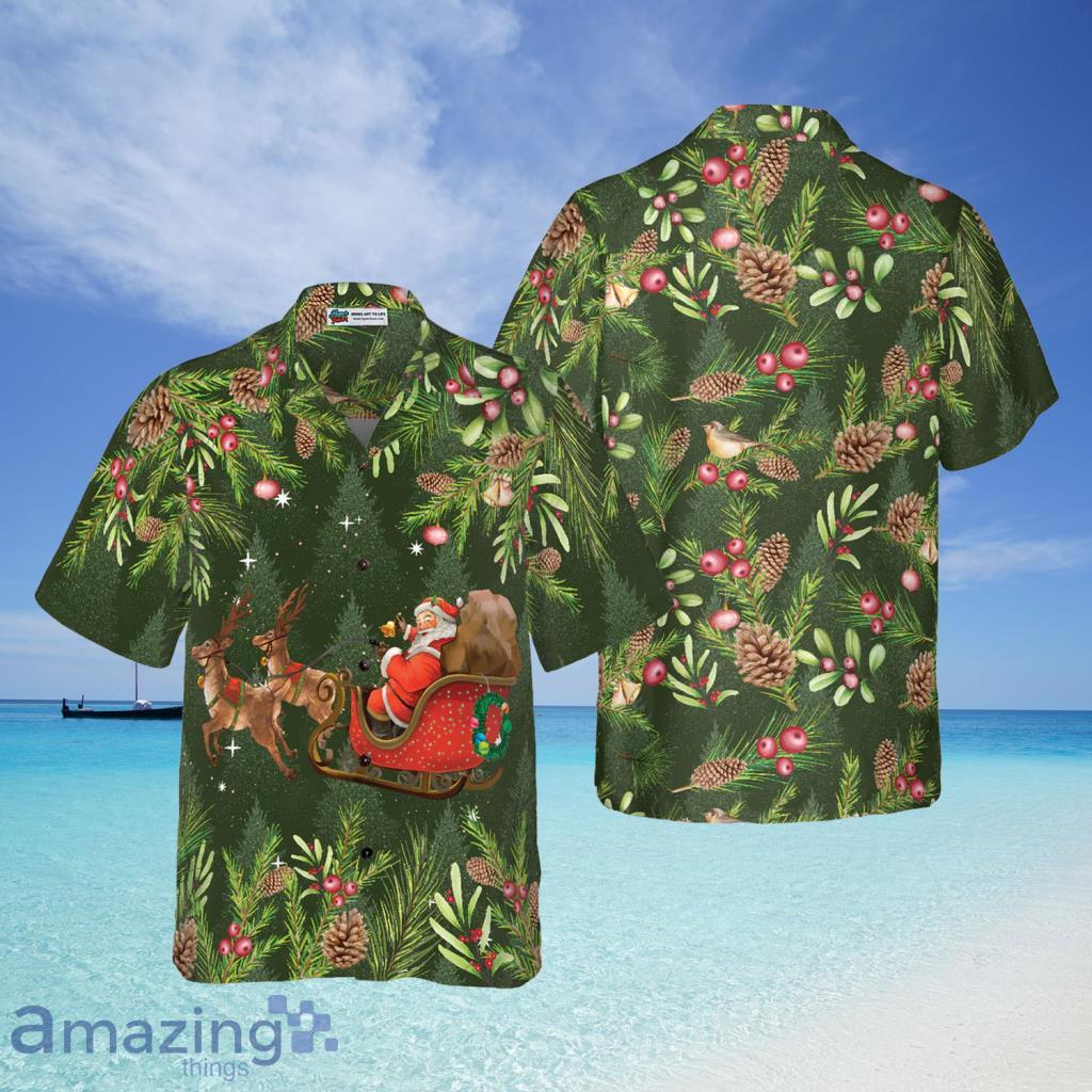 Hyperfavor Santa Santa Riding Sleigh 1 Pattern Hawaiian Shirt For Men And Women - Hyperfavor Santa Santa Riding Sleigh 1 Pattern Hawaiian Shirt For Men And Women