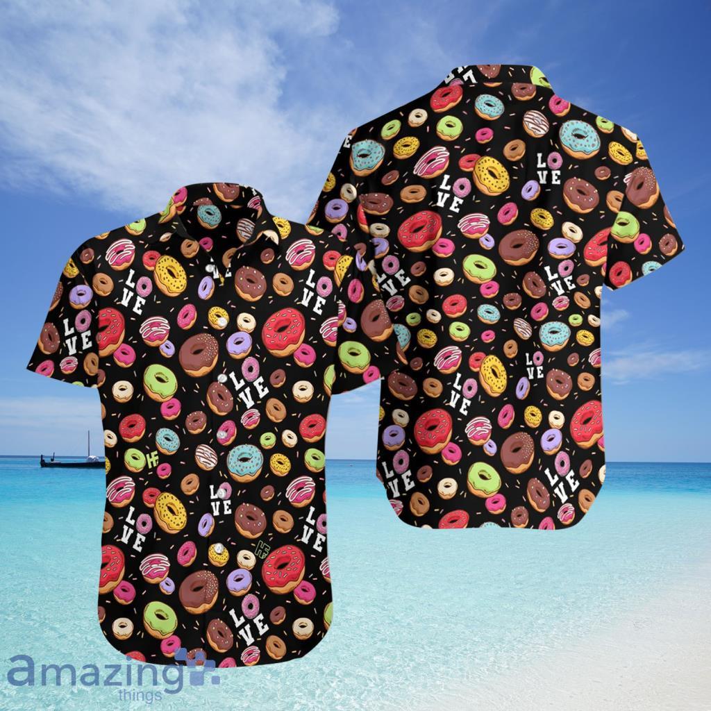 I Love Donut Black Hawaiian Shirt For Men And Women - I Love Donut Black Hawaiian Shirt For Men And Women