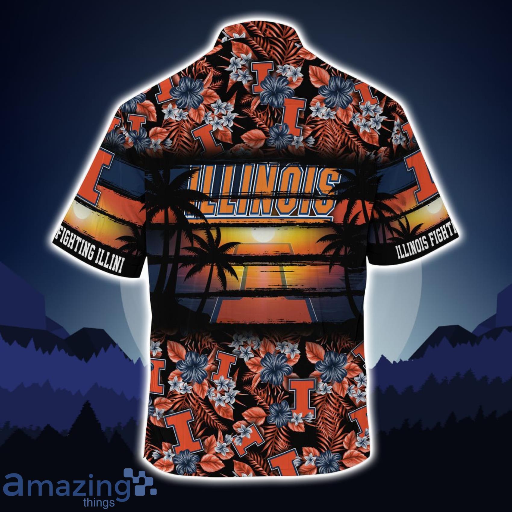 Illinois Fighting Illini Came All Day Flower Hawaiian Shirt image Illinois Fighting Illini Came All Day Flower Hawaiian Shirt Product Photo 2