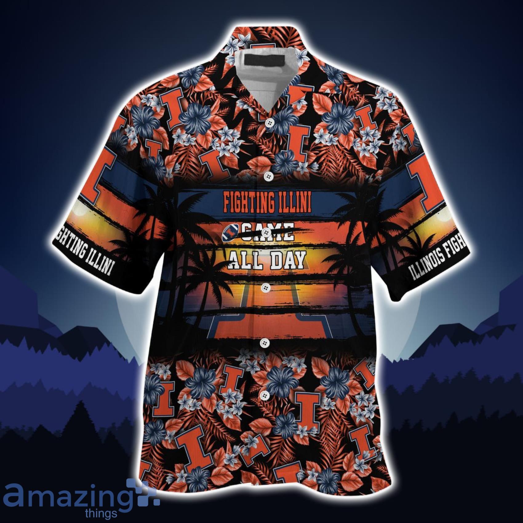 Illinois Fighting Illini Came All Day Flower Hawaiian Shirt image Illinois Fighting Illini Came All Day Flower Hawaiian Shirt Product Photo 3