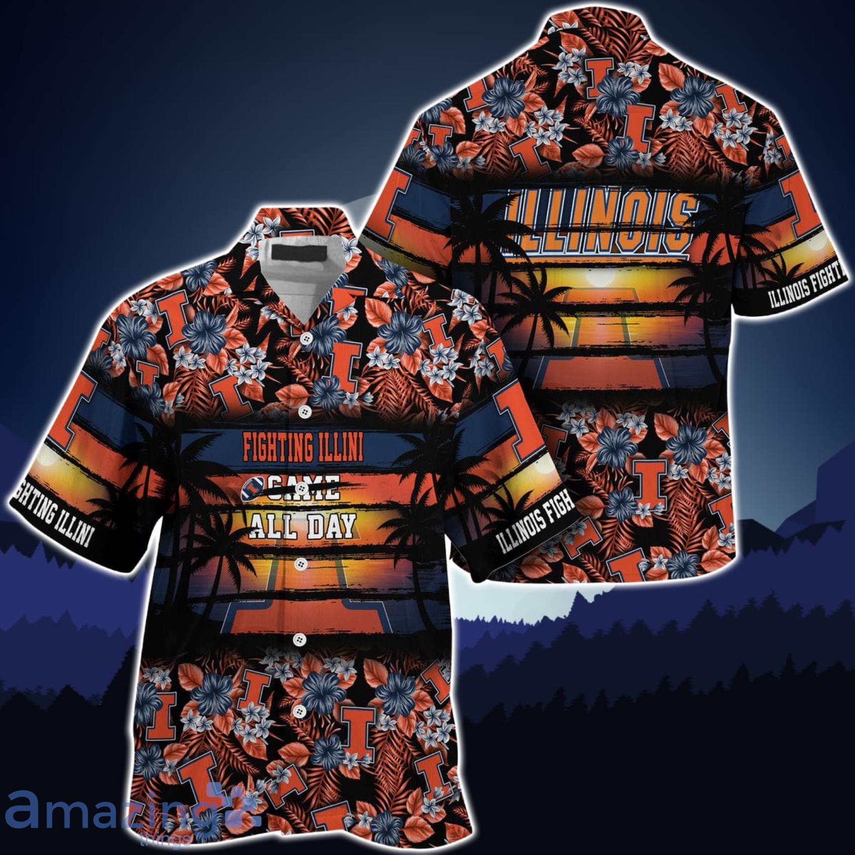 Illinois Fighting Illini Came All Day Flower Hawaiian Shirt Product Photo 1 Illinois Fighting Illini Came All Day Flower Hawaiian Shirt Product Photo 1