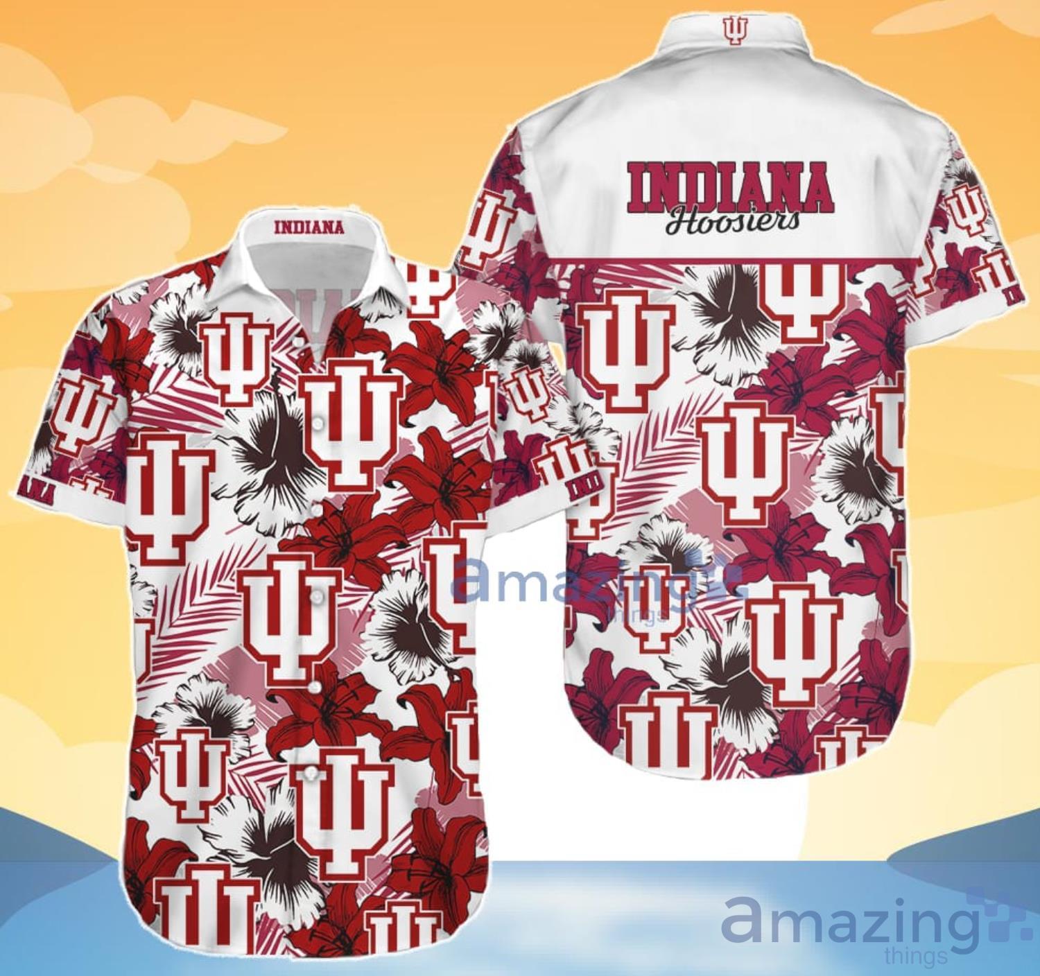 Indiana Hoosiers Red Tropical Flower Hawaiian Shirt And Shorts Gift For Summer image Indiana Hoosiers Red Tropical Flower Hawaiian Shirt And Shorts Gift For Summer Product Photo 4
