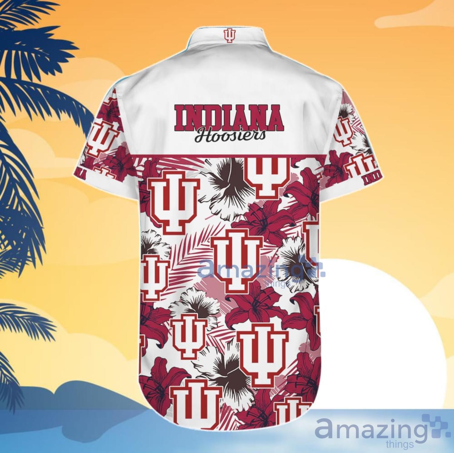 Indiana Hoosiers Red Tropical Flower Hawaiian Shirt And Shorts Gift For Summer image Indiana Hoosiers Red Tropical Flower Hawaiian Shirt And Shorts Gift For Summer Product Photo 6