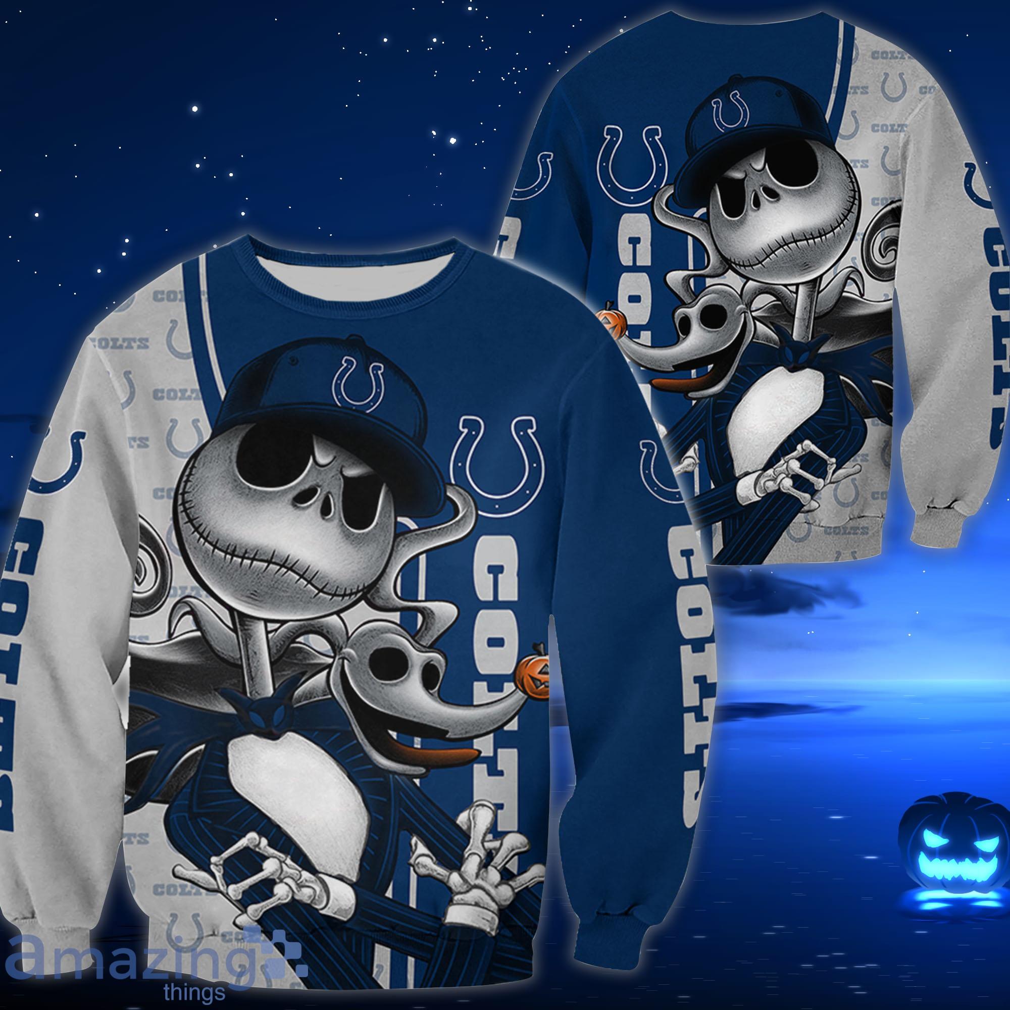 Indianapolis Colts Jack Skellington All Over Printed 3D Shirt Halloween Gift For Fans