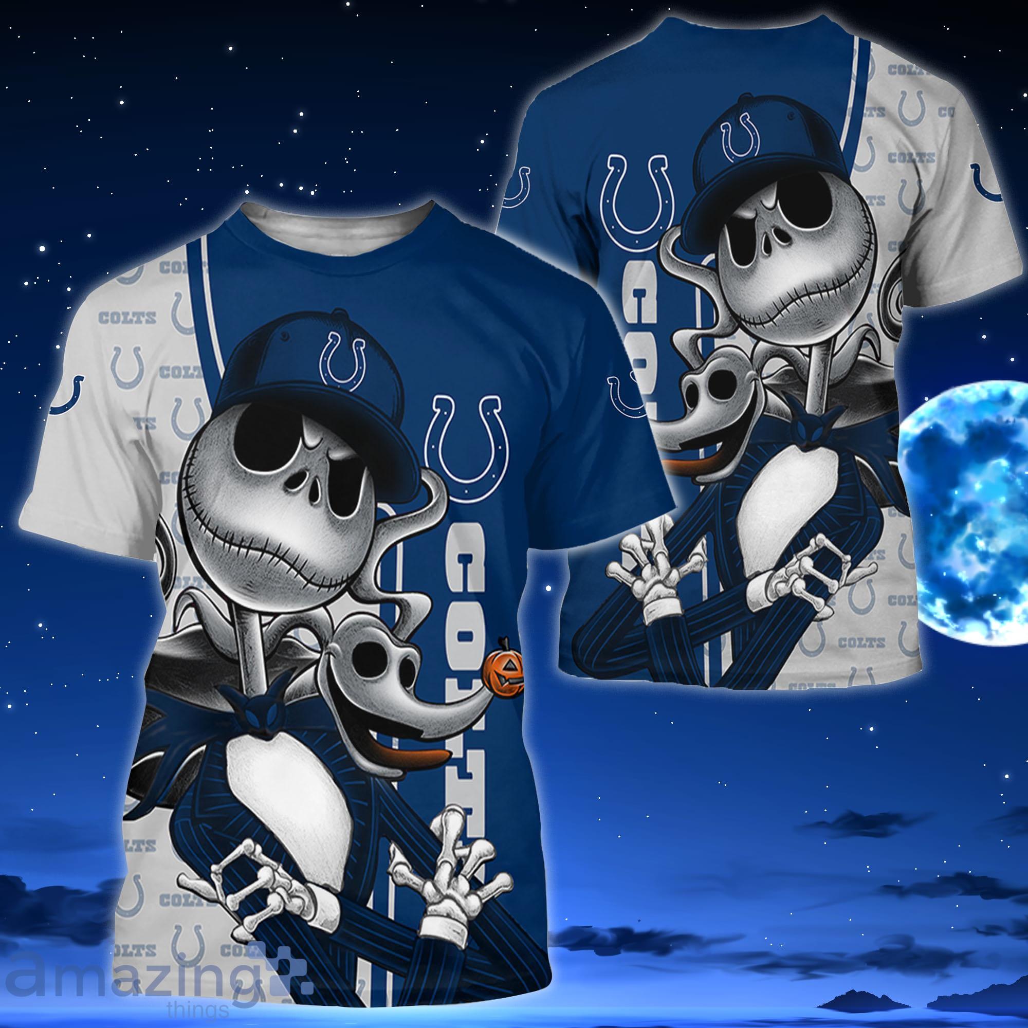 Indianapolis Colts Jack Skellington All Over Printed 3D Shirt Halloween Gift For Fans Product Photo 3