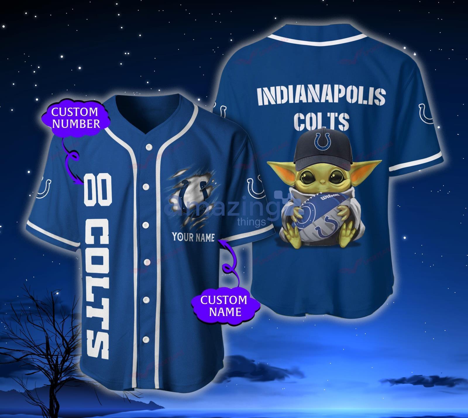 Indianapolis Colts NFL Baby Yoda Custom Name And Number Baseball