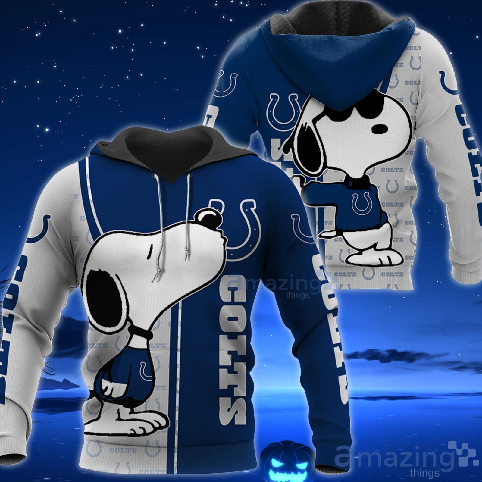 Indianapolis Colts Snoopy All Over Printed 3D T-Shirt Hoodie Sweatshirt  Bomber For Sport Fans