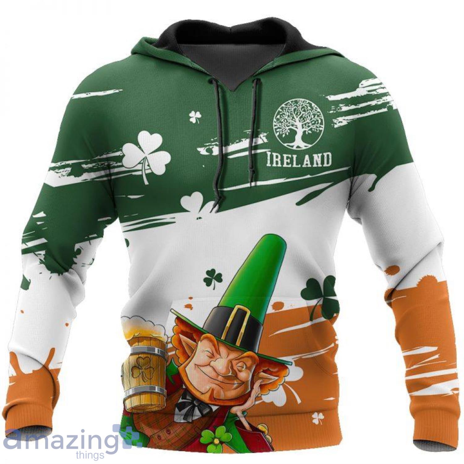 Ireland Leprechauns Irish St Patricks Day All Over Print Hoodie Product Photo 1
