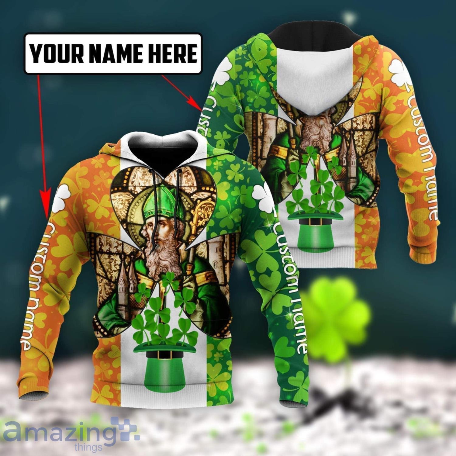 Ireland Saint Patrick's Day Custom Name All Over Print Hoodie Product Photo 1