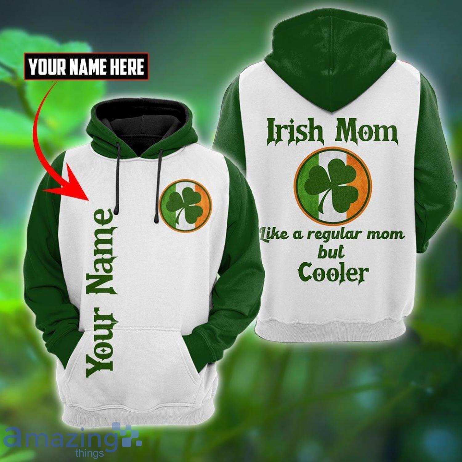 Irish Mom Saint Patrick’s Day Custom Name All Over Print Hoodie Product Photo 1