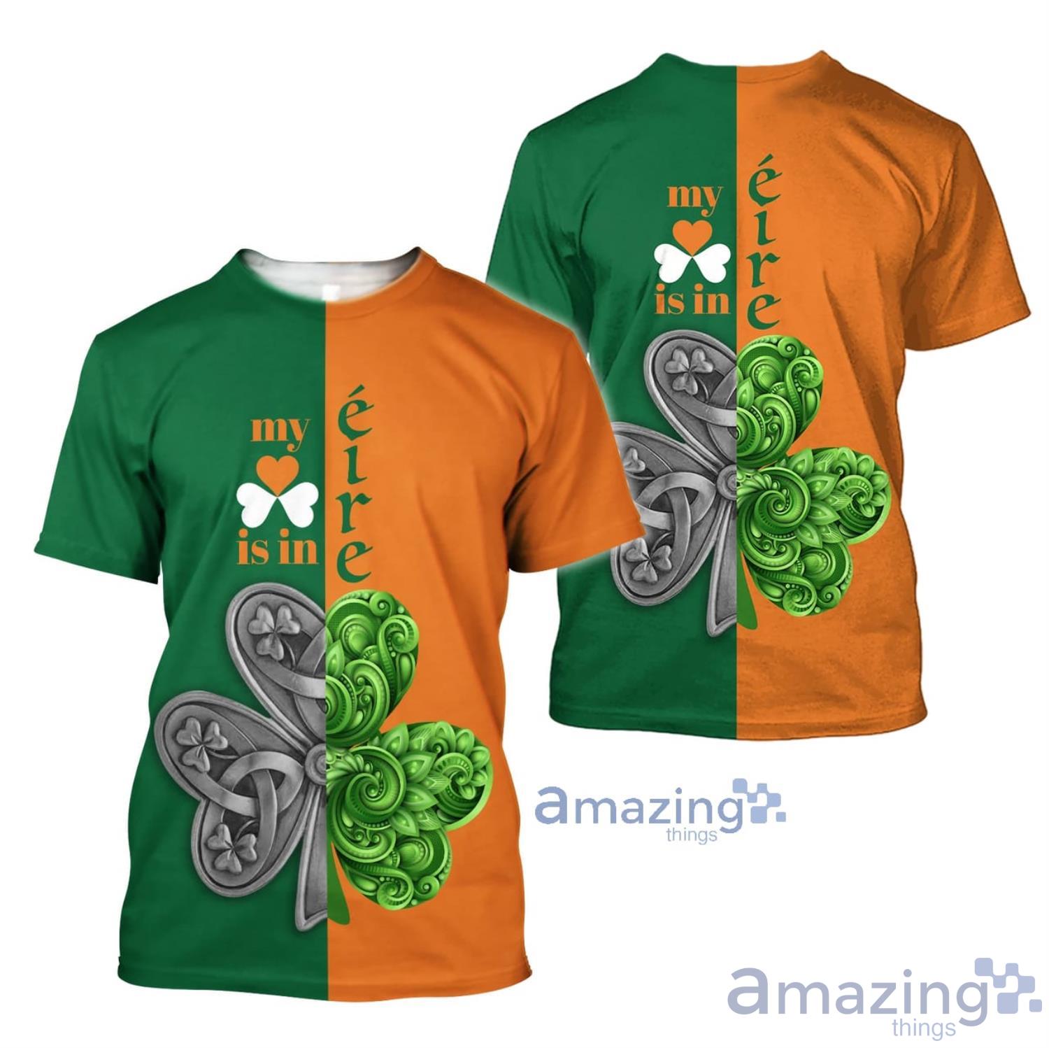 Irish Saint Patrick's Day Shamrock Celtic Cross 3D T Shirt image Irish Saint Patrick's Day Shamrock Celtic Cross 3D T-Shirt Product Photo 1