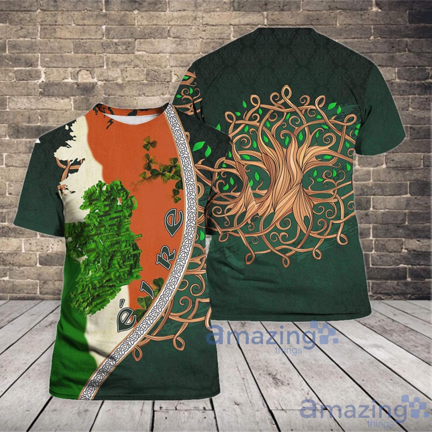 Irish Saint Patricks Day Shamrock Tree Of Life 3D T-Shirt Product Photo 1