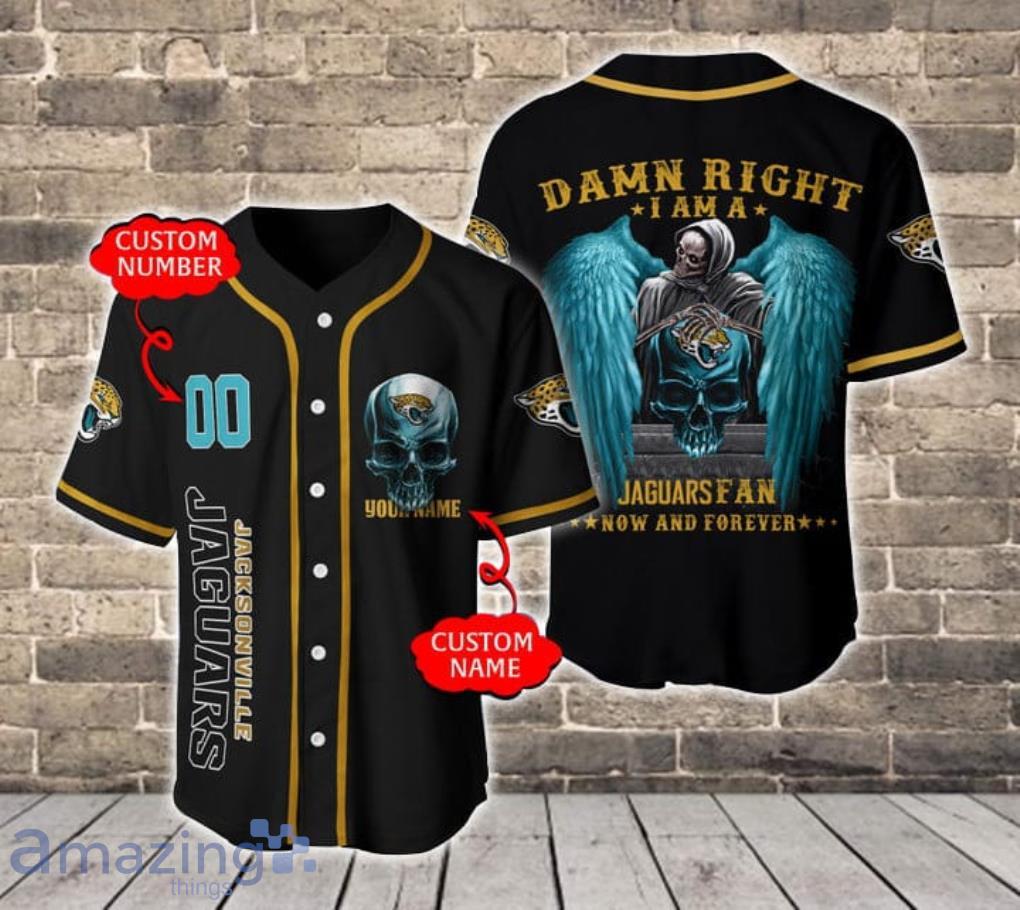 Jacksonville Jaguars Damn Right NFL Jersey Shirt Skull Custom