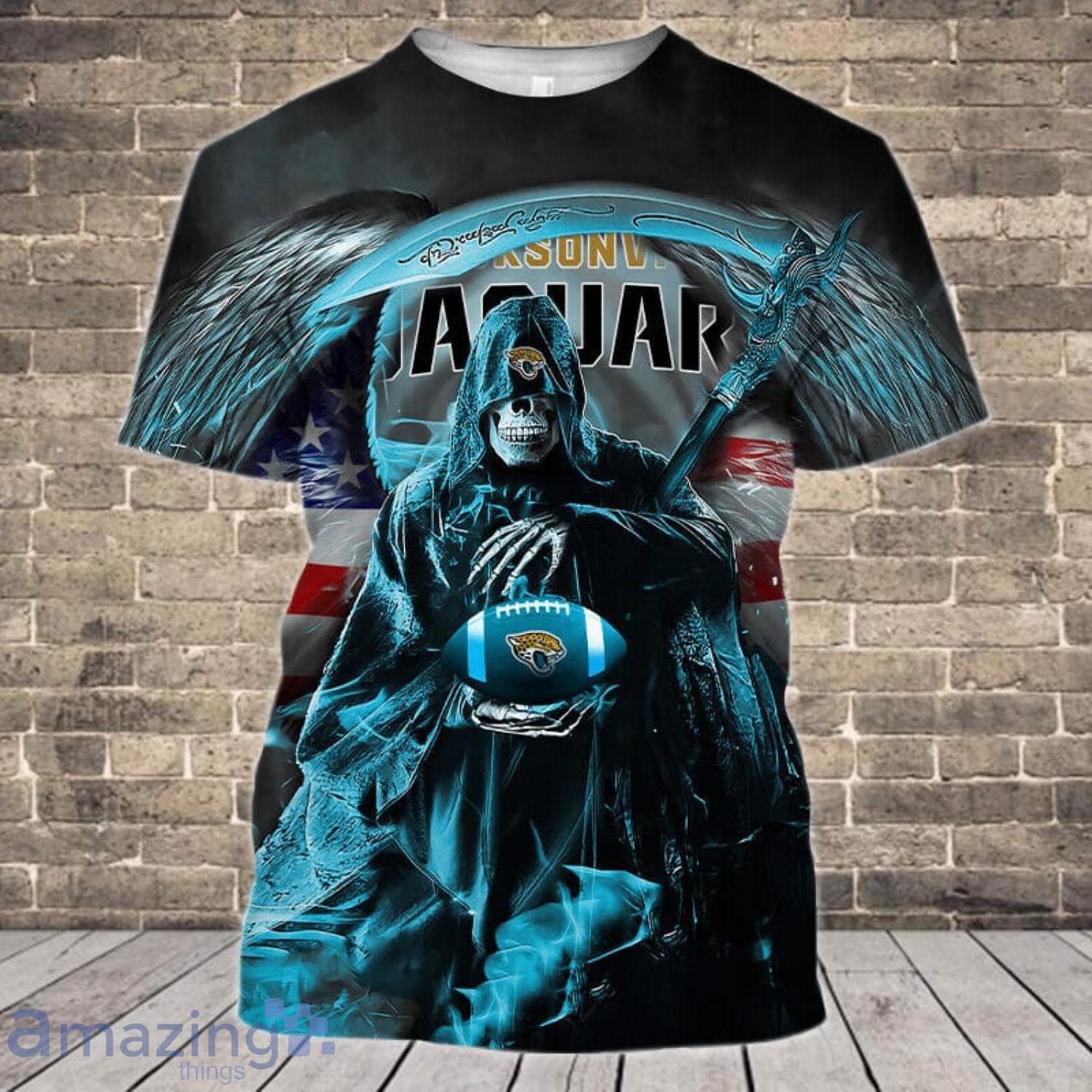 Jacksonville Jaguars Skull Wings 3D T-Shirts Gift For Halloween