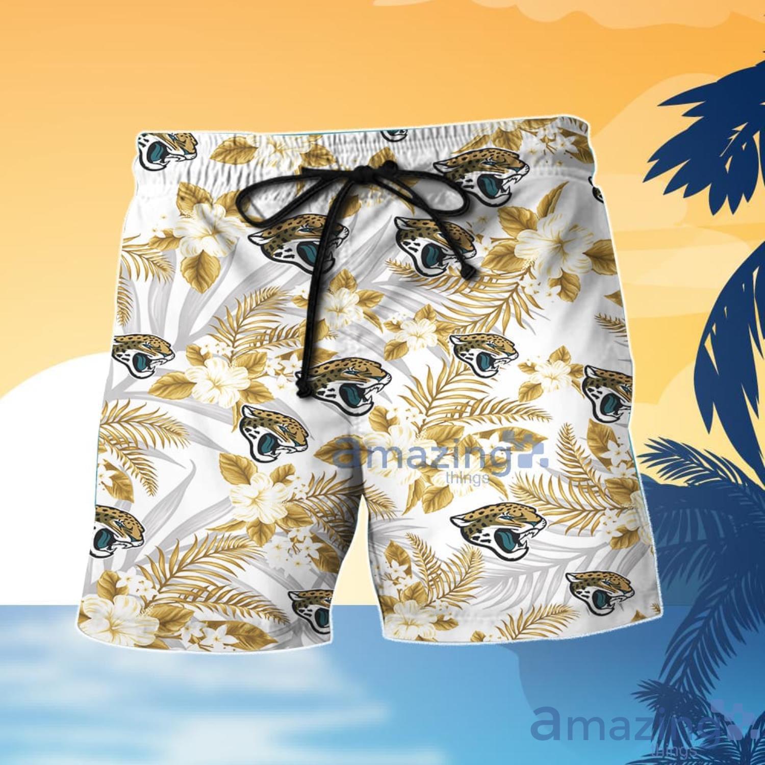 Jacksonville Jaguars Yellow Flower Hawaiian Shirt And Shorts Gift For Summer image Jacksonville Jaguars Yellow Flower Hawaiian Shirt And Shorts Gift For Summer Product Photo 2